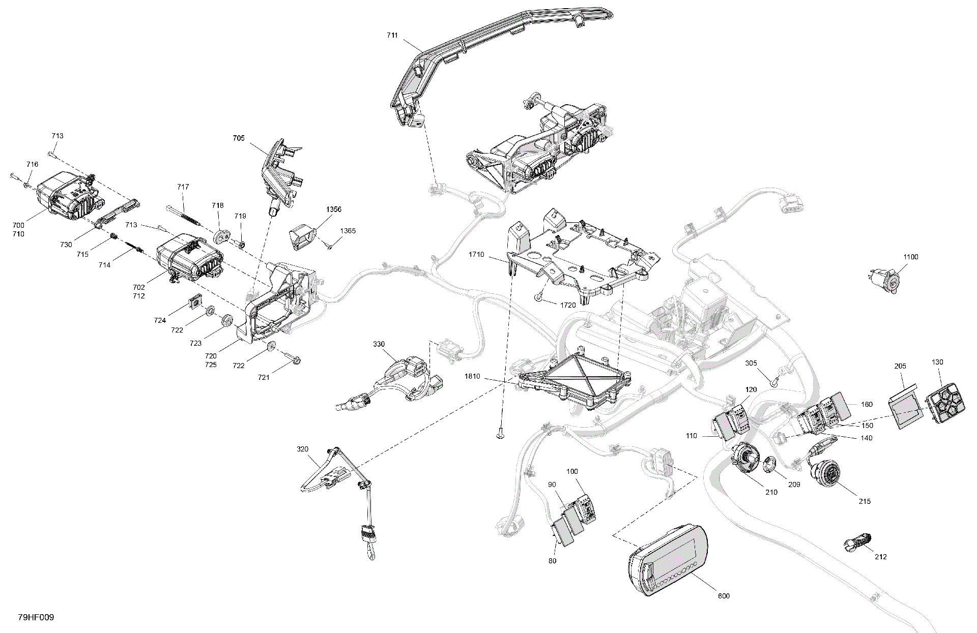 An Image of a Genuine Can-Am Parts Schematic Diagram showing the schematic - ELECTRIC - FRONT SECTION