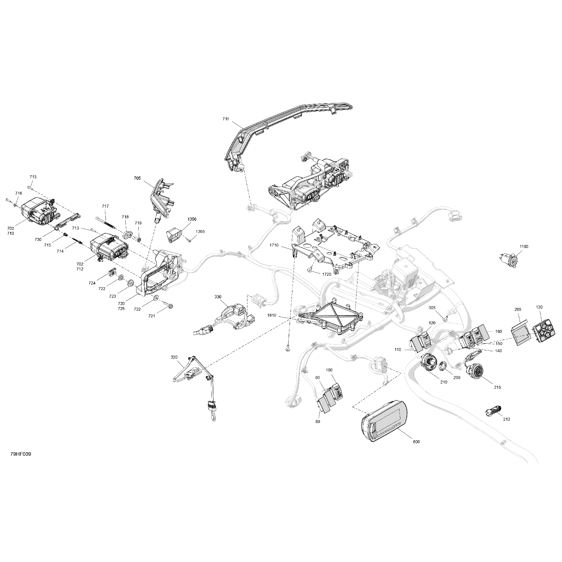 An Image of a Genuine Can-Am Parts Schematic Diagram showing the schematic - ELECTRIC - FRONT SECTION