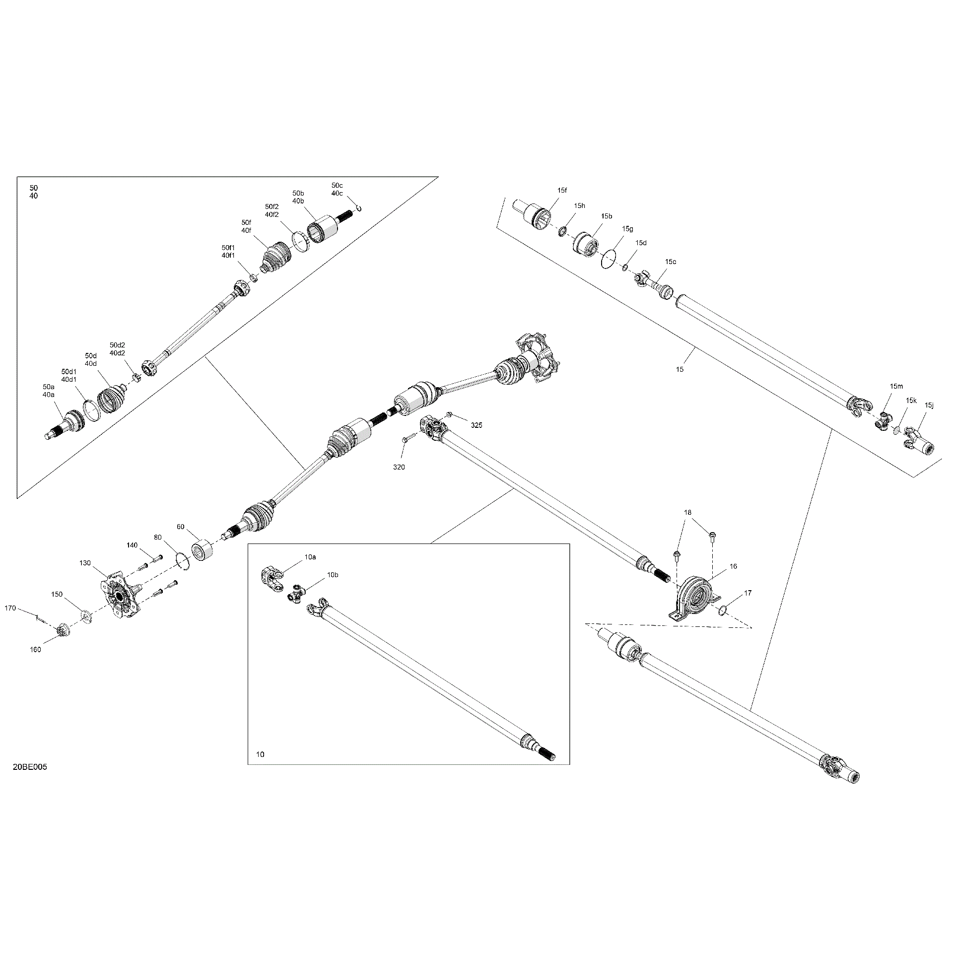 An Image of a Genuine Can-Am Parts Schematic Diagram showing the schematic - DRIVE - FRONT - COMMON PARTS