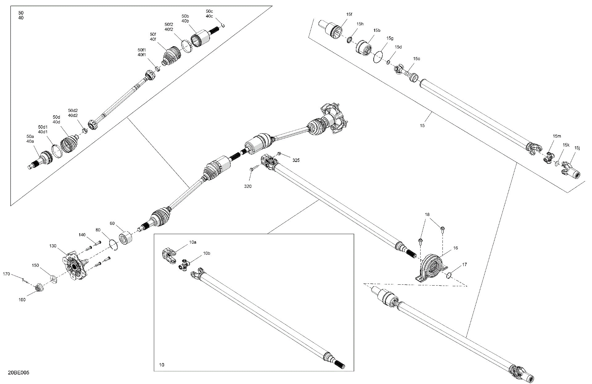 An Image of a Genuine Can-Am Parts Schematic Diagram showing the schematic - DRIVE - FRONT - COMMON PARTS