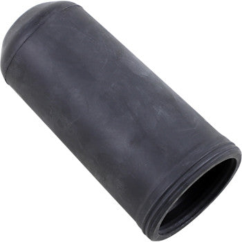 A black, cylindrical rubber Honda-Kawasaki-Suzuki Shock Bladder Rear by Moose Offroad, OEM standard, with a closed rounded end and an open threaded end is shown lying on its side against a white background.