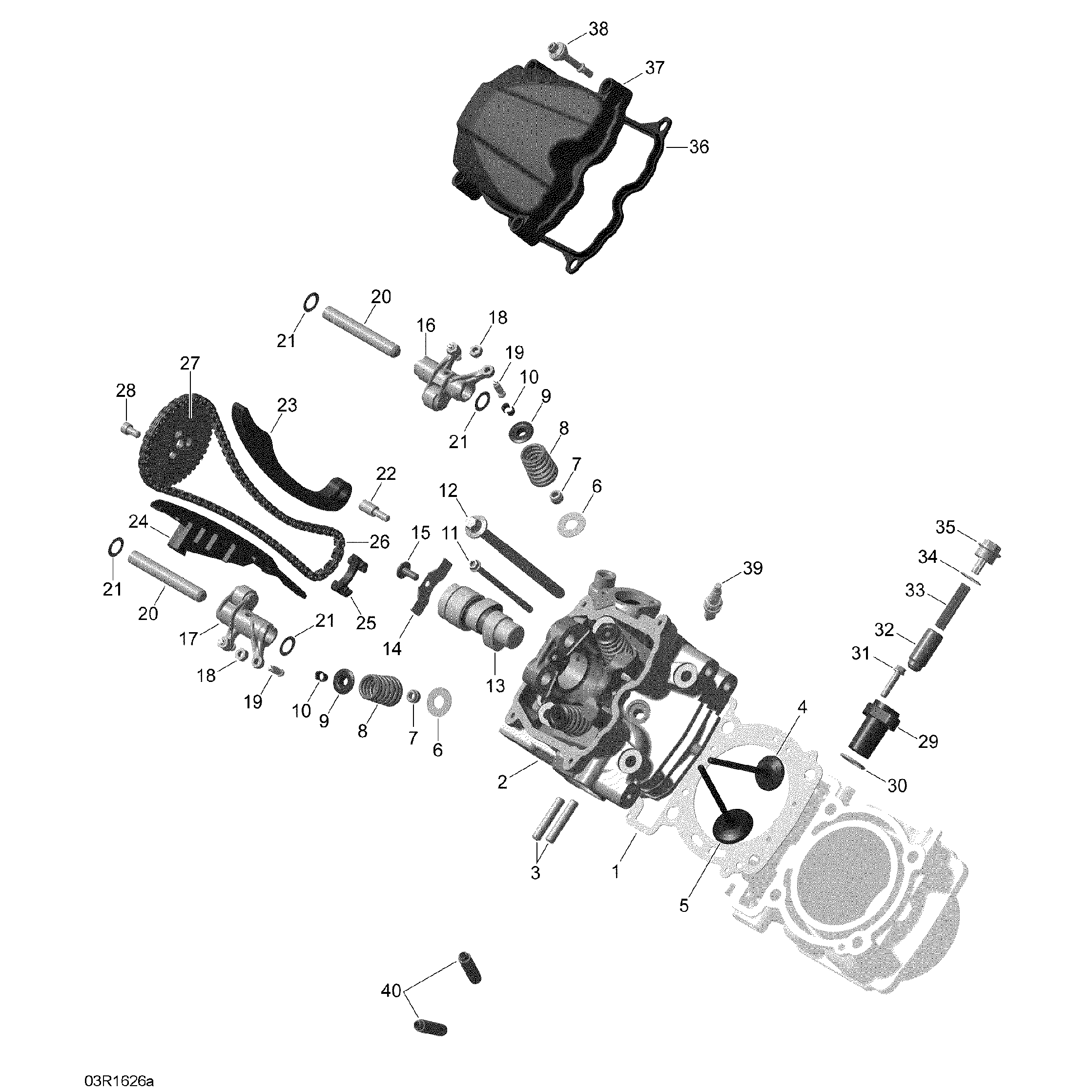 An Image of a Genuine Can-Am Parts Schematic Diagram showing the schematic - CYLINDER HEAD FRONT - TURBO