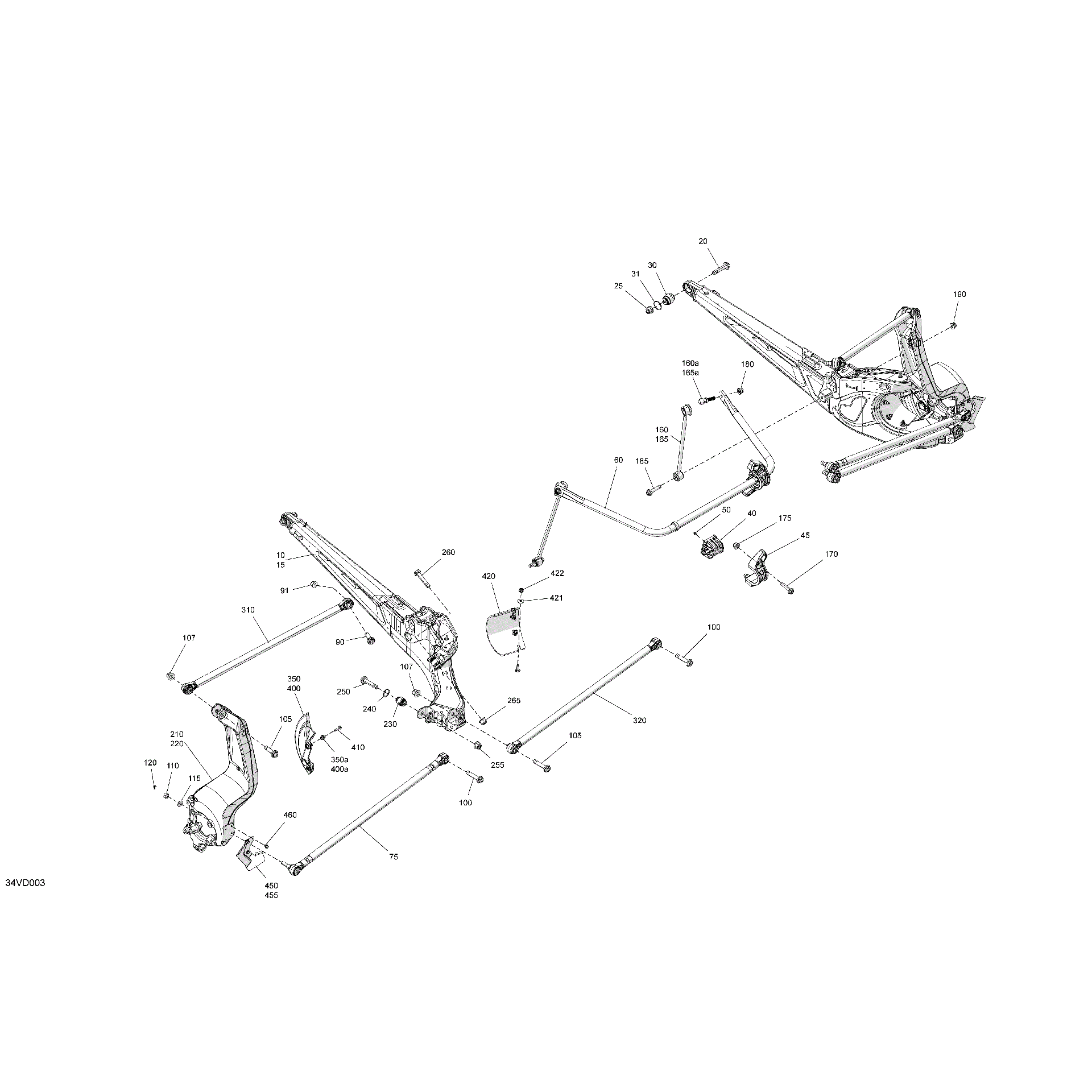 An Image of a Genuine Can-Am Parts Schematic Diagram showing the schematic - SUSPENSION - REAR COMPONENTS