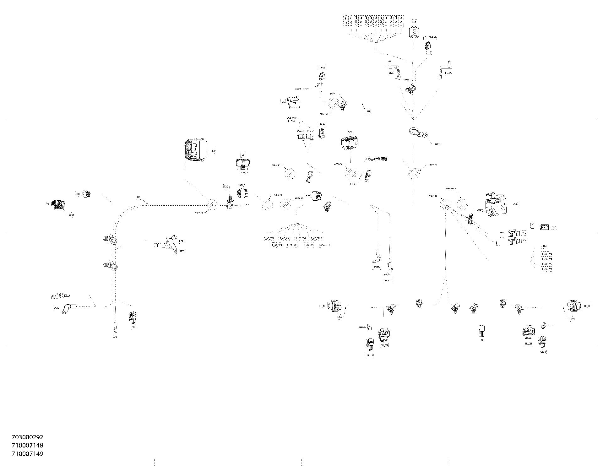 An Image of a Genuine Can-Am Parts Schematic Diagram showing the schematic - MAIN HARNESS - A - 710007148