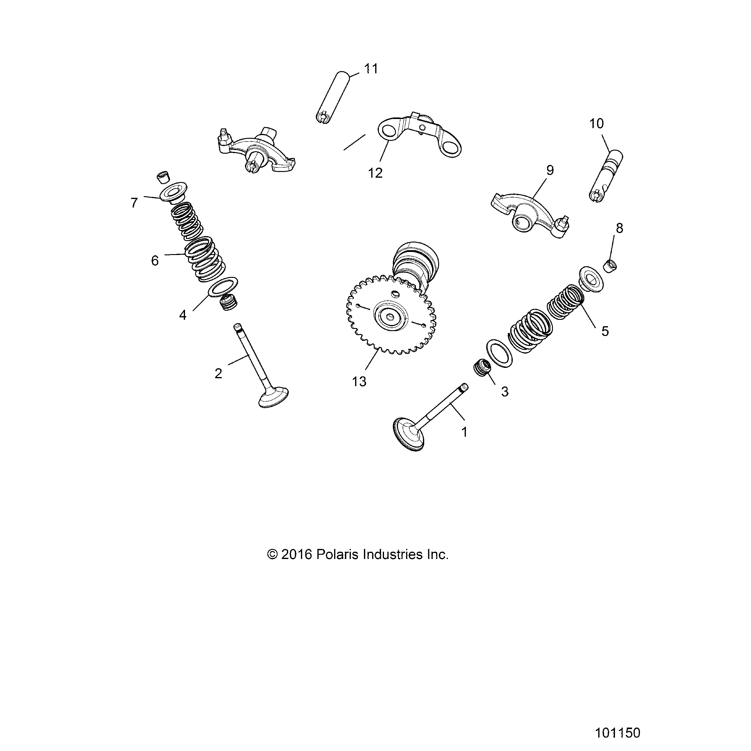 An Image of a Genuine Polaris Parts Schematic Diagram showing the schematic - ENGINE: VALVE TIMING MECHANISM - 2021 POLARIS ACE 150 EFI
