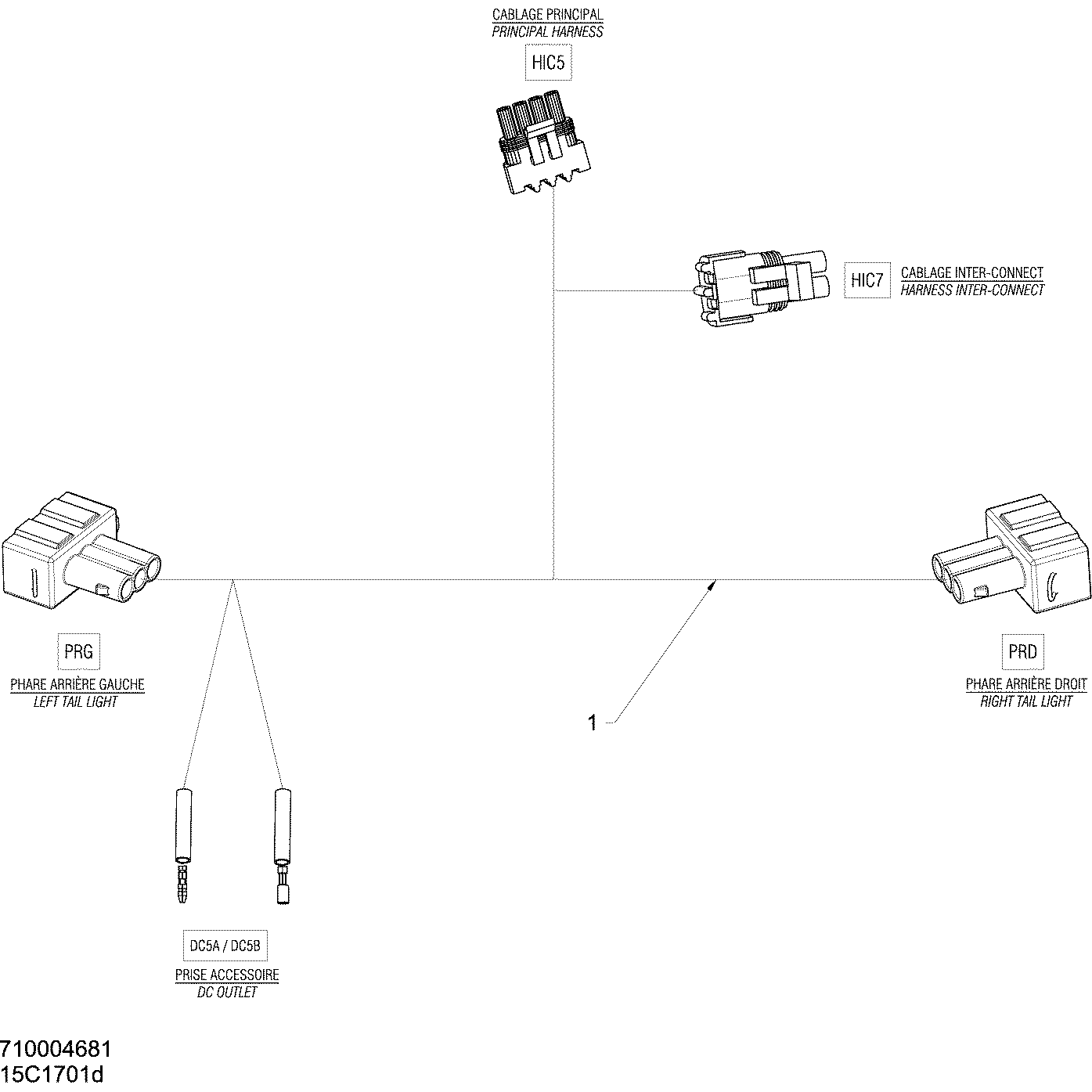 An Image of a Genuine Can-Am Parts Schematic Diagram showing the schematic - ELECTRICAL HARNESS COMMANDER 1000R