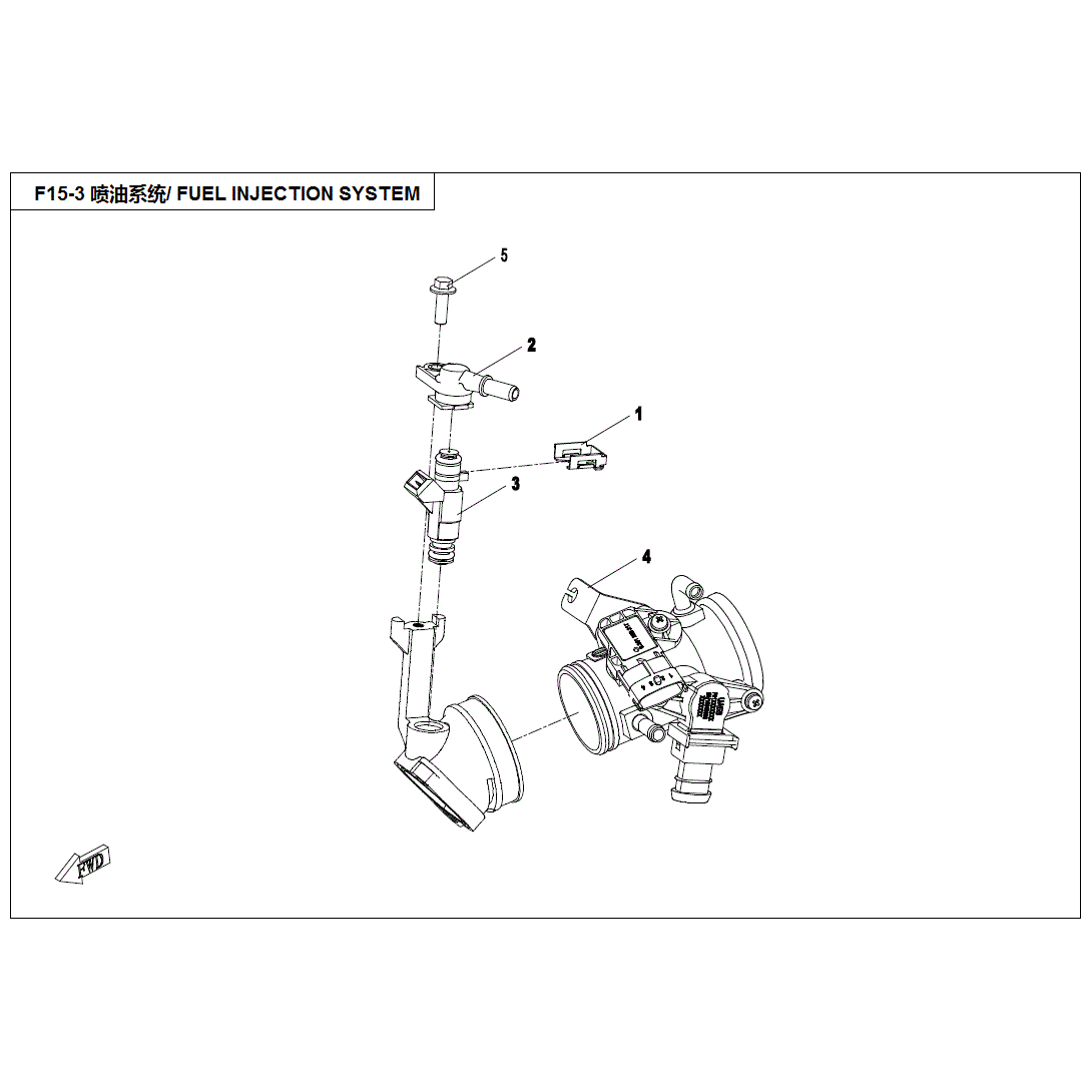 An Image of a genuine CFMOTO Parts Schematic Diagram showing the group - FUEL INJECTION SYSTEM - 2020 CFMOTO CFORCE 400