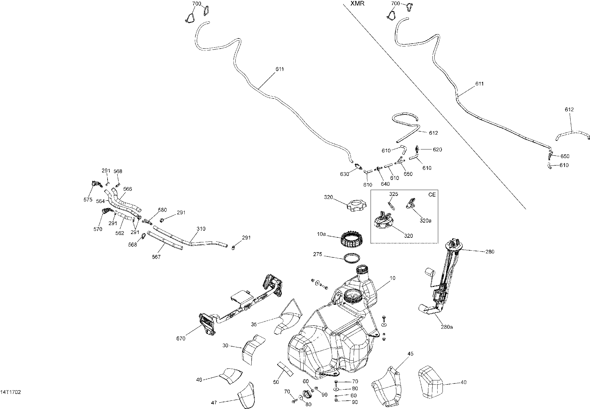 An Image of a Genuine Can-Am Parts Schematic Diagram showing the schematic - FUEL SYSTEM - ALL MODELS