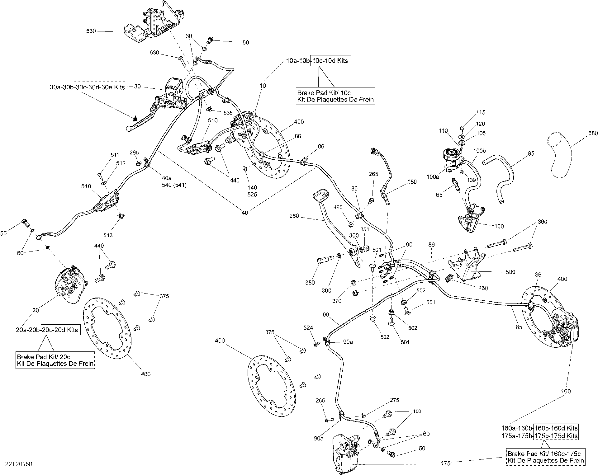 An Image of a Genuine Can-Am Parts Schematic Diagram showing the schematic - BRAKES