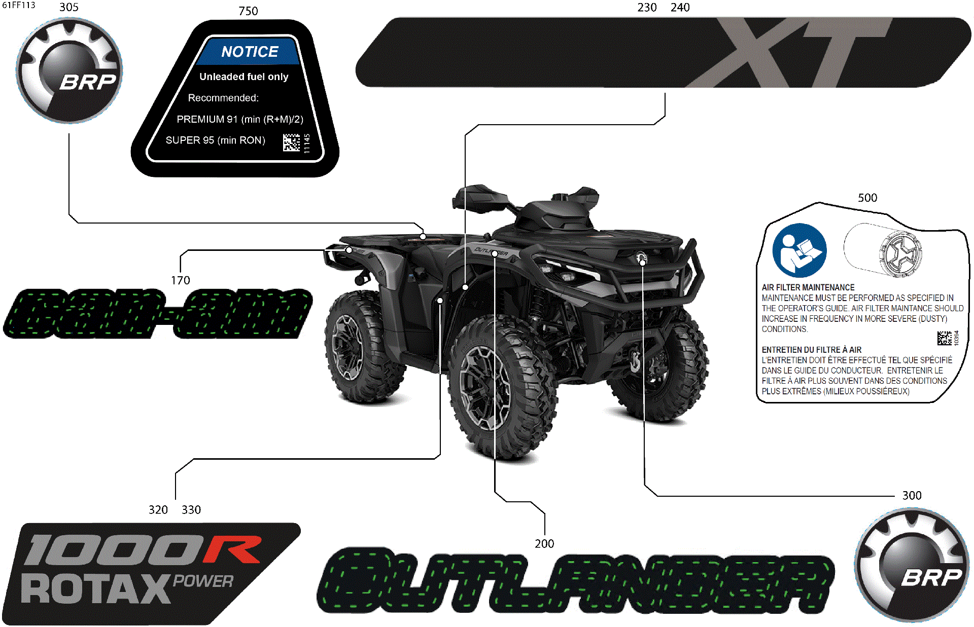 An Image of a Genuine Can-Am Parts Schematic Diagram showing the schematic - BODY - FEATURE DECALS