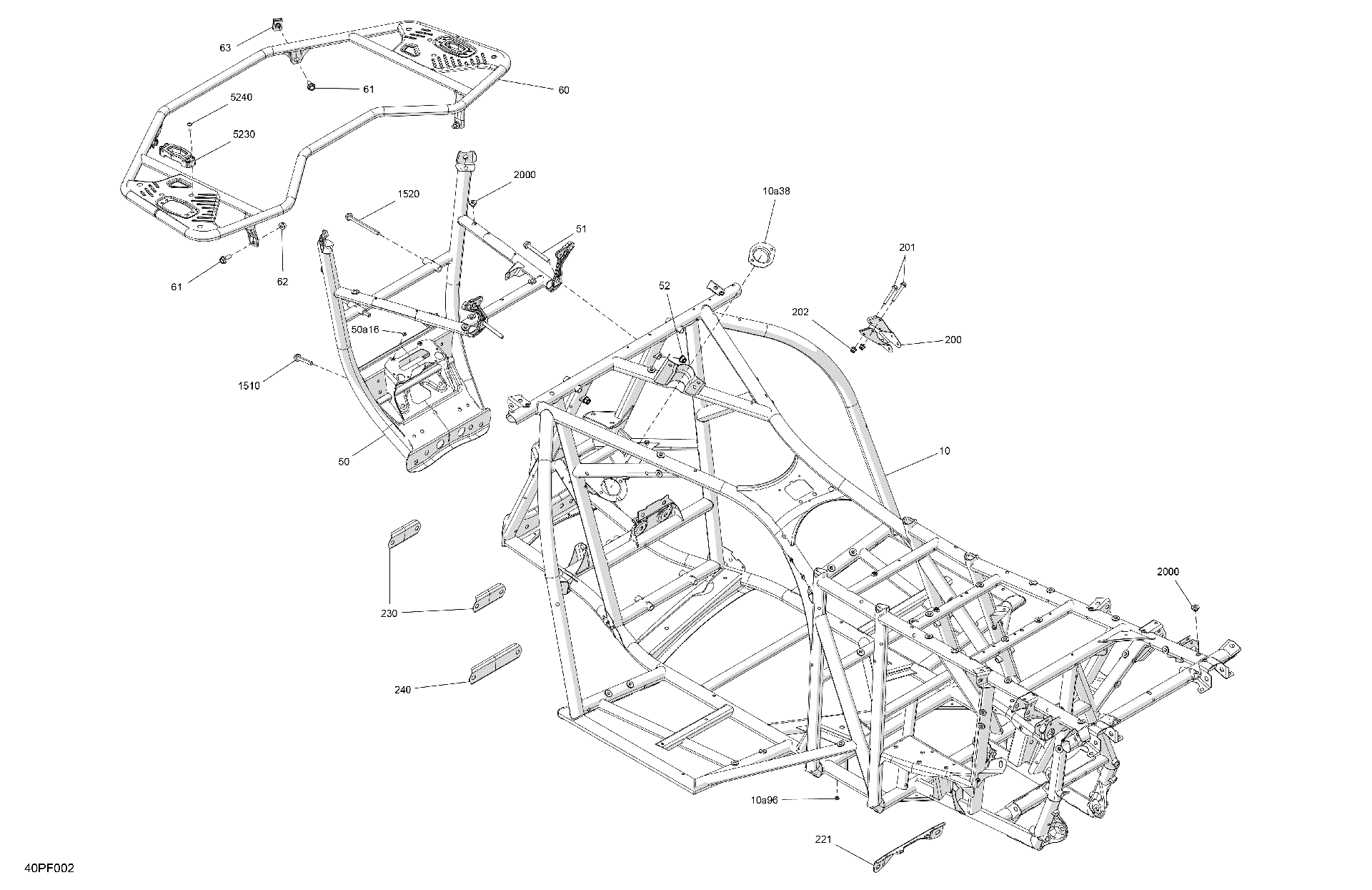 An Image of a Genuine Can-Am Parts Schematic Diagram showing the schematic - FRAME - SYSTEM