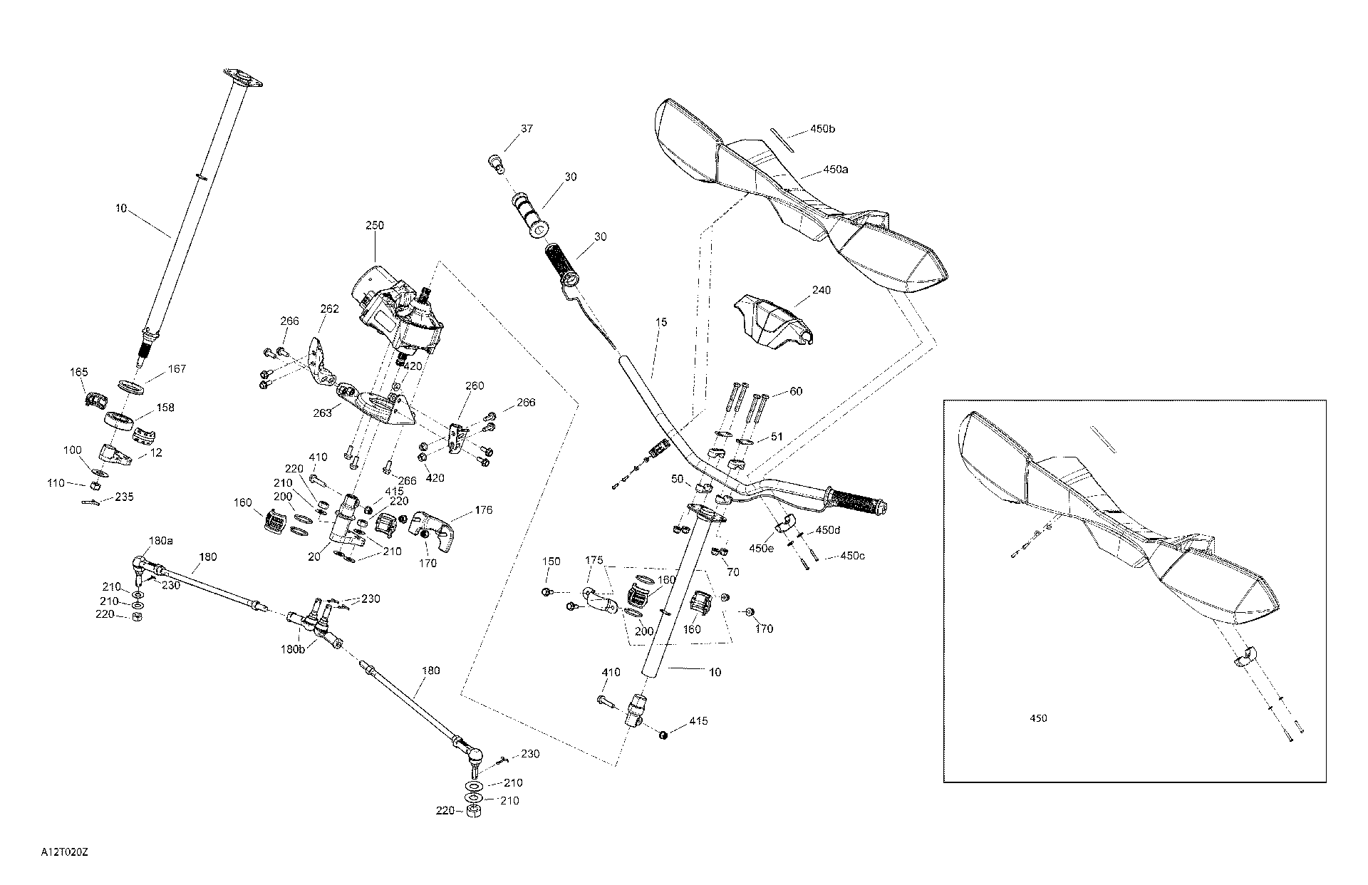 An Image of a Genuine Can-Am Parts Schematic Diagram showing the schematic - MECHANIC - STEERING