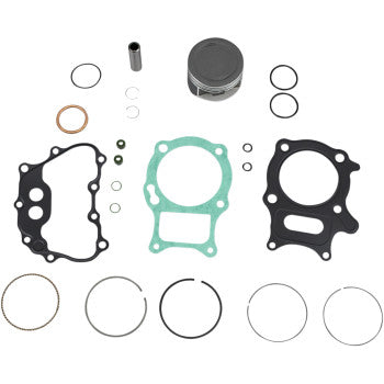 The Honda Top End Kit 69.00 mm by Wsm includes engine gaskets, piston rings, O-rings, and a small cylindrical component, all arranged neatly on a white background.