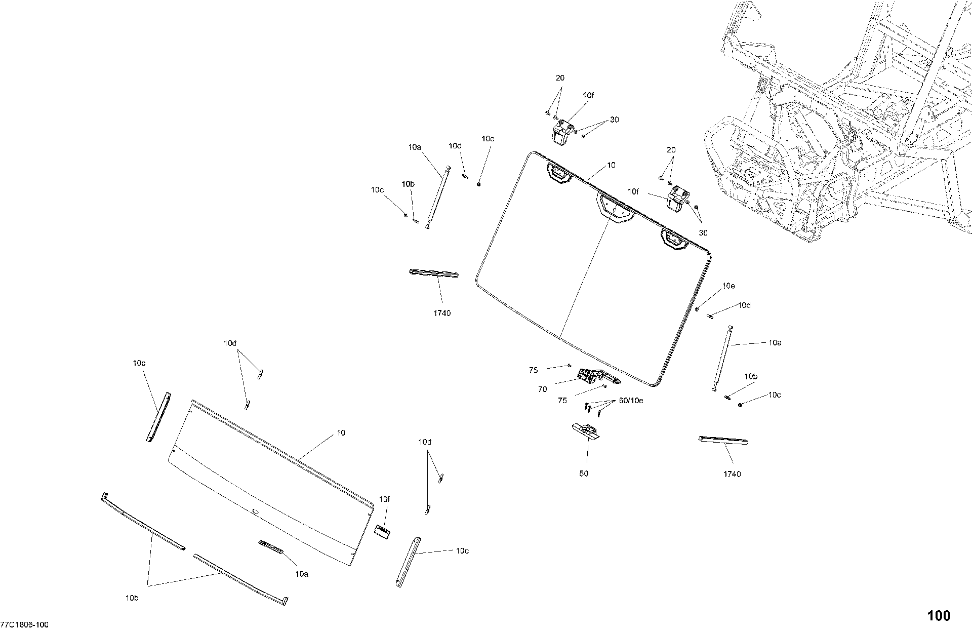 An Image of a Genuine Can-Am Parts Schematic Diagram showing the schematic - CAB INTERIOR - FRONT PART