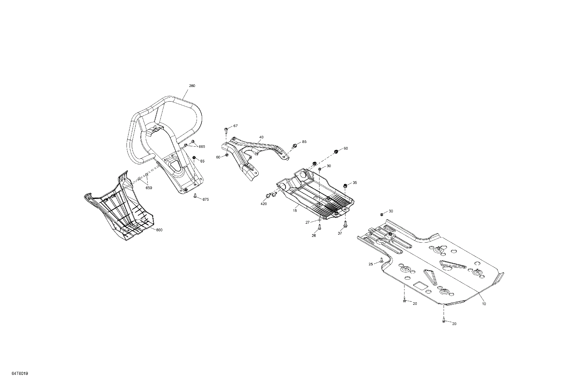 An Image of a Genuine Can-Am Parts Schematic Diagram showing the schematic - BODY - SKID PLATE AND BUMPER