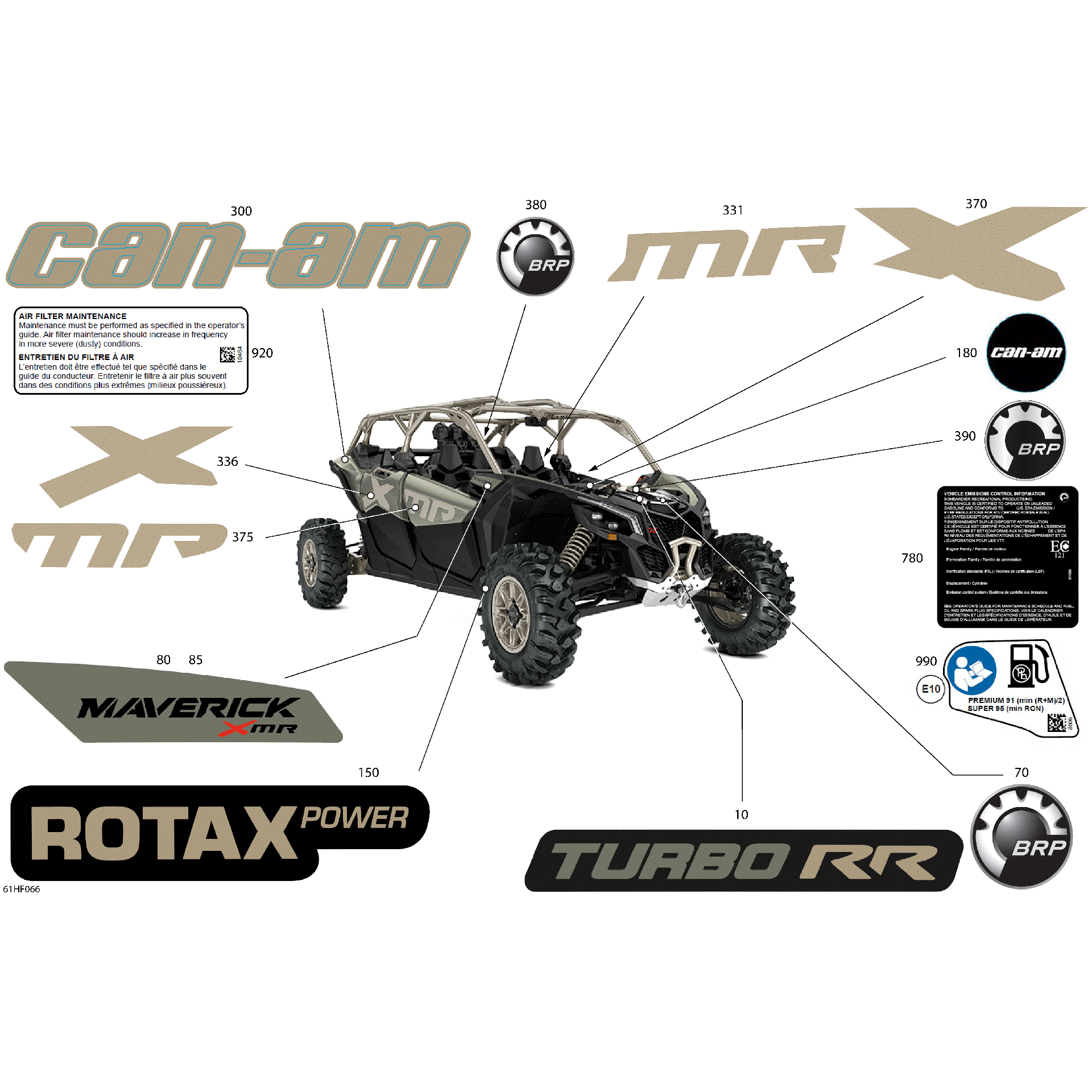 An Image of a Genuine Can-Am Parts Schematic Diagram showing the schematic - BODY - DECALS