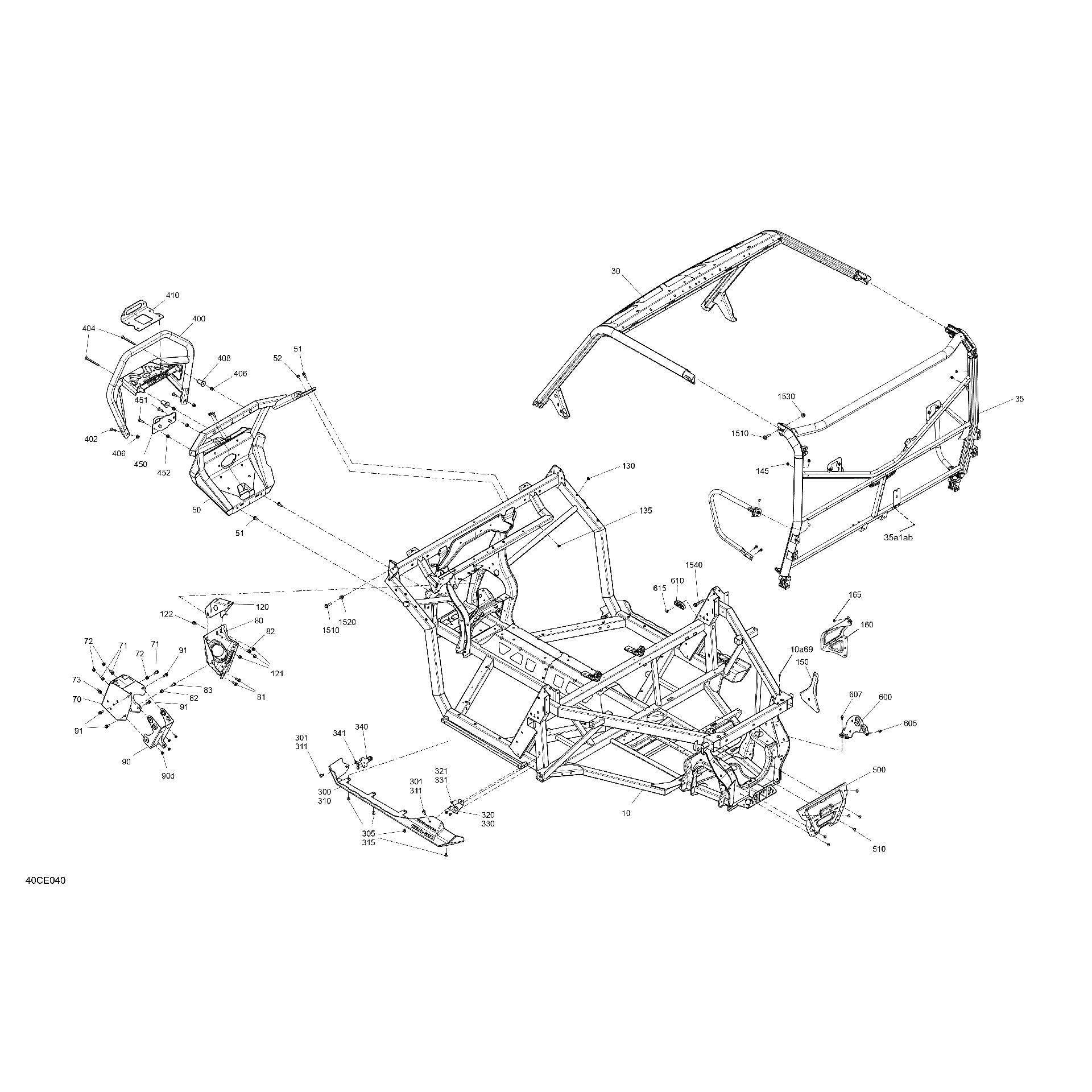 An Image of a Genuine Can-Am Parts Schematic Diagram showing the schematic - FRAME - SYSTEM