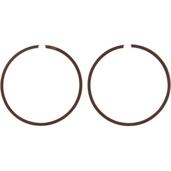 Two identical Ring Set by Wiseco piston rings with small gaps are placed side by side on a plain white background.