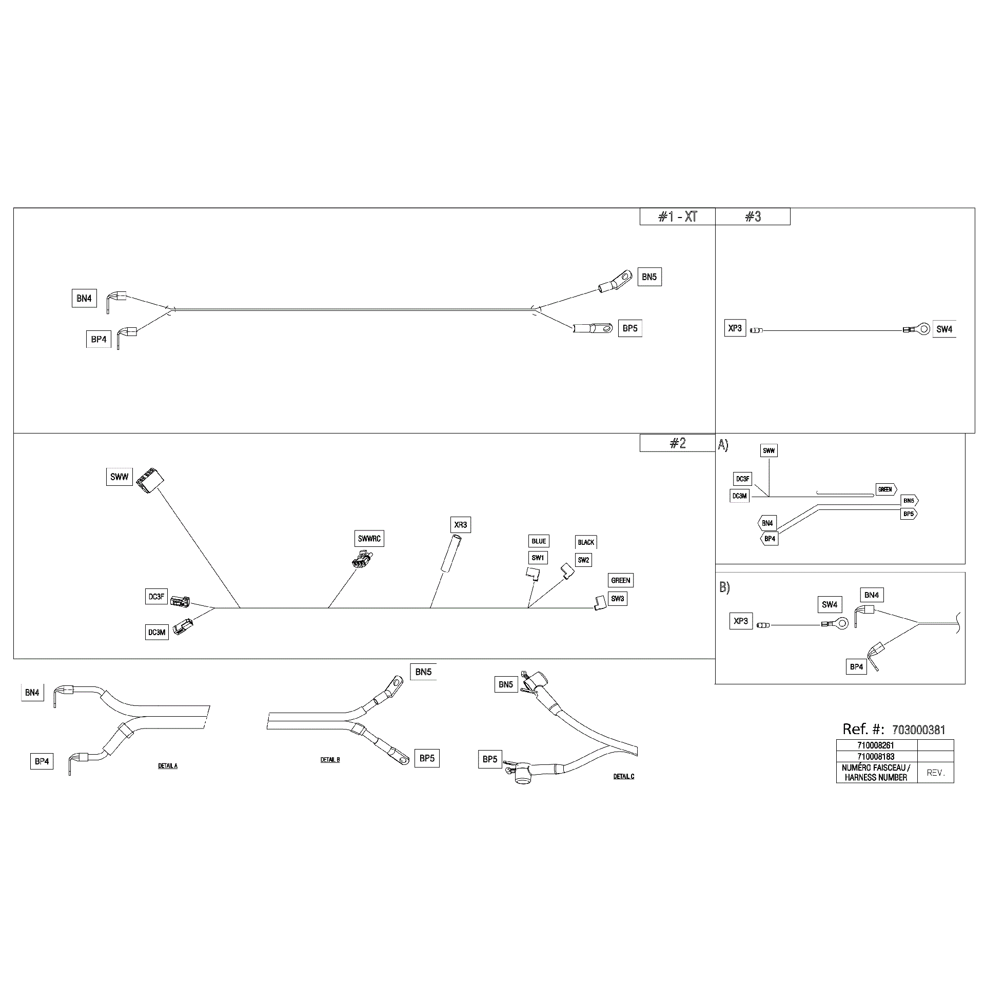 An Image of a Genuine Can-Am Parts Schematic Diagram showing the schematic - ELECTRIC - WINCH WIRING HARNESS - 710008183