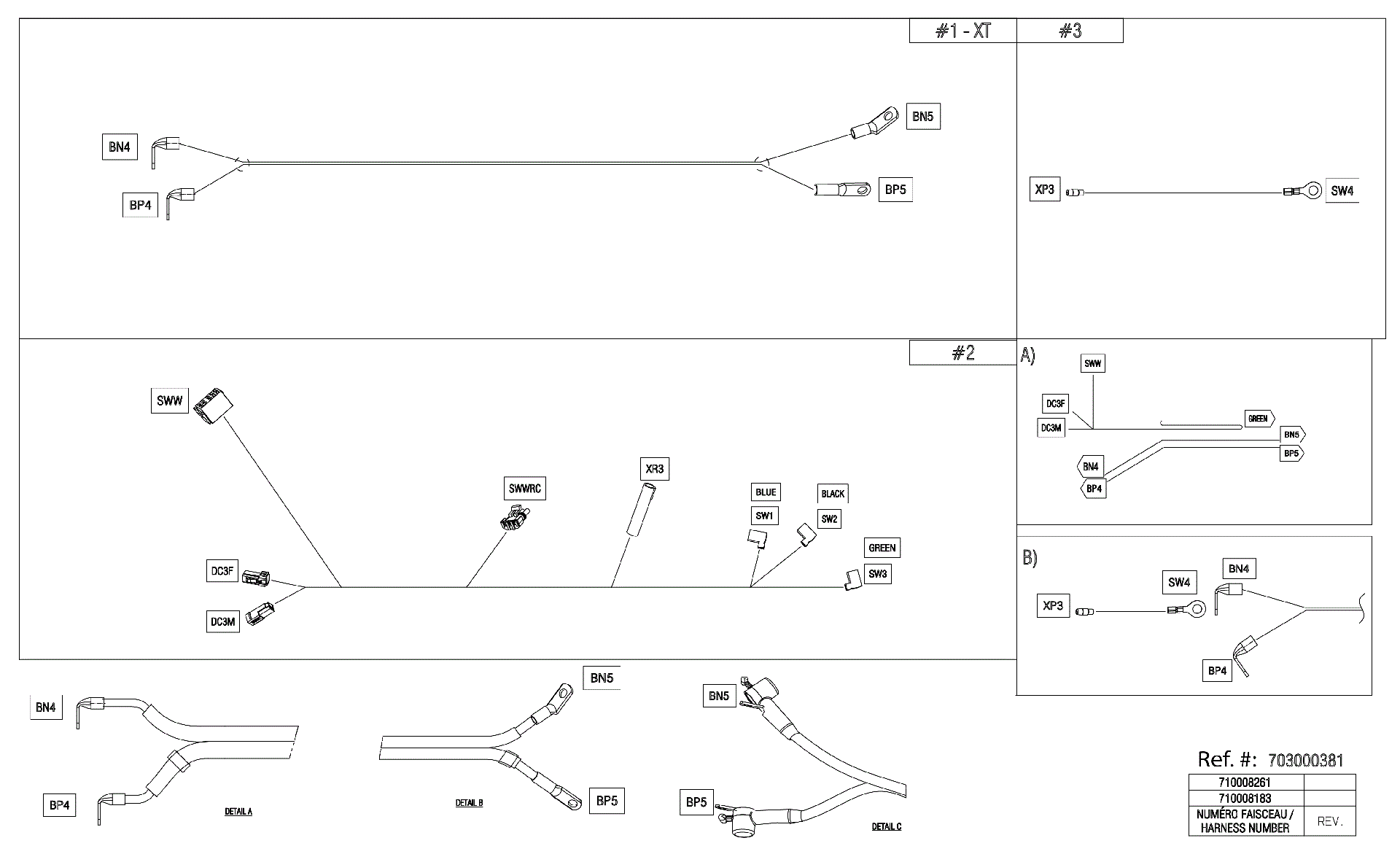 An Image of a Genuine Can-Am Parts Schematic Diagram showing the schematic - ELECTRIC - WINCH WIRING HARNESS - 710008183