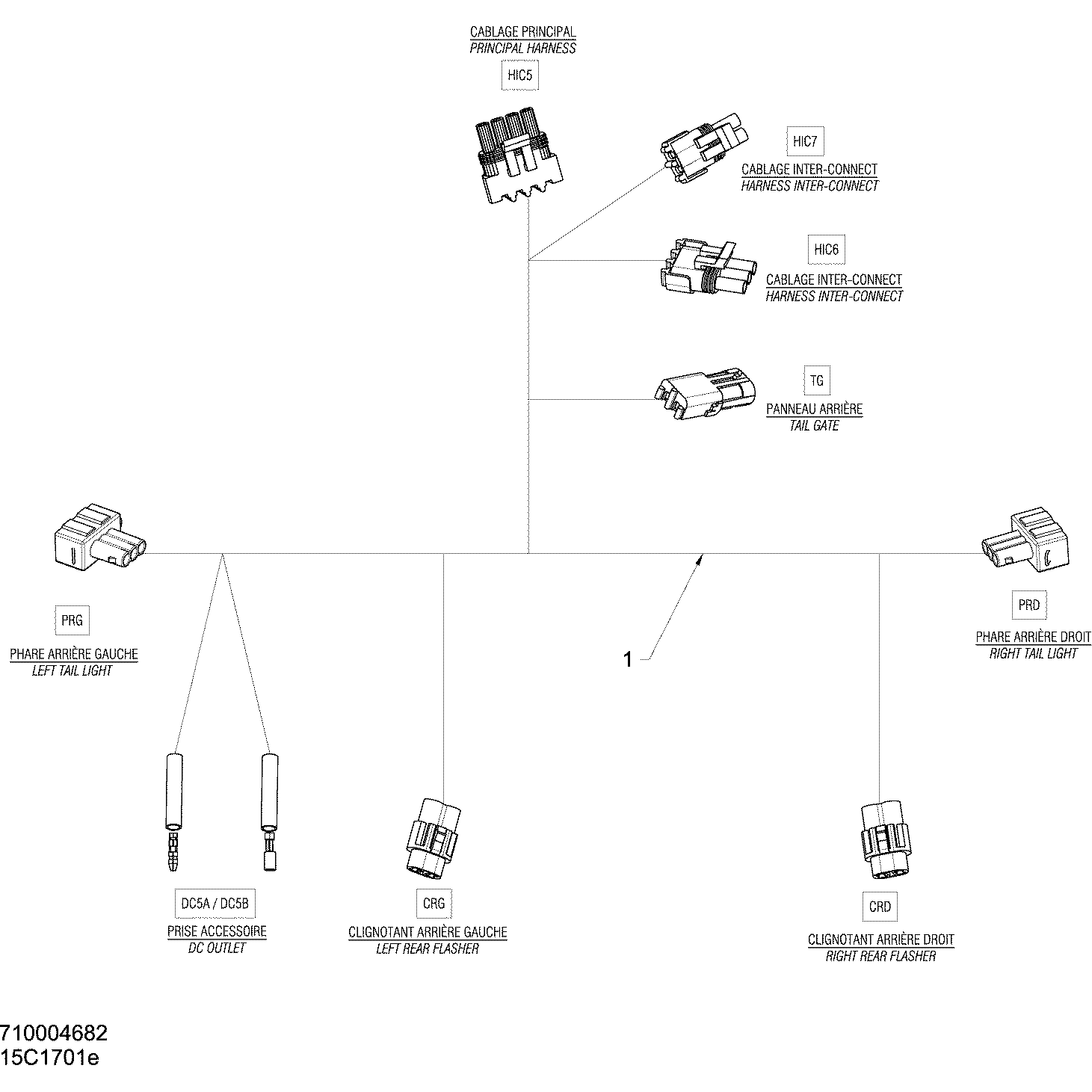 An Image of a Genuine Can-Am Parts Schematic Diagram showing the schematic - ELECTRICAL HARNESS - EUROPE