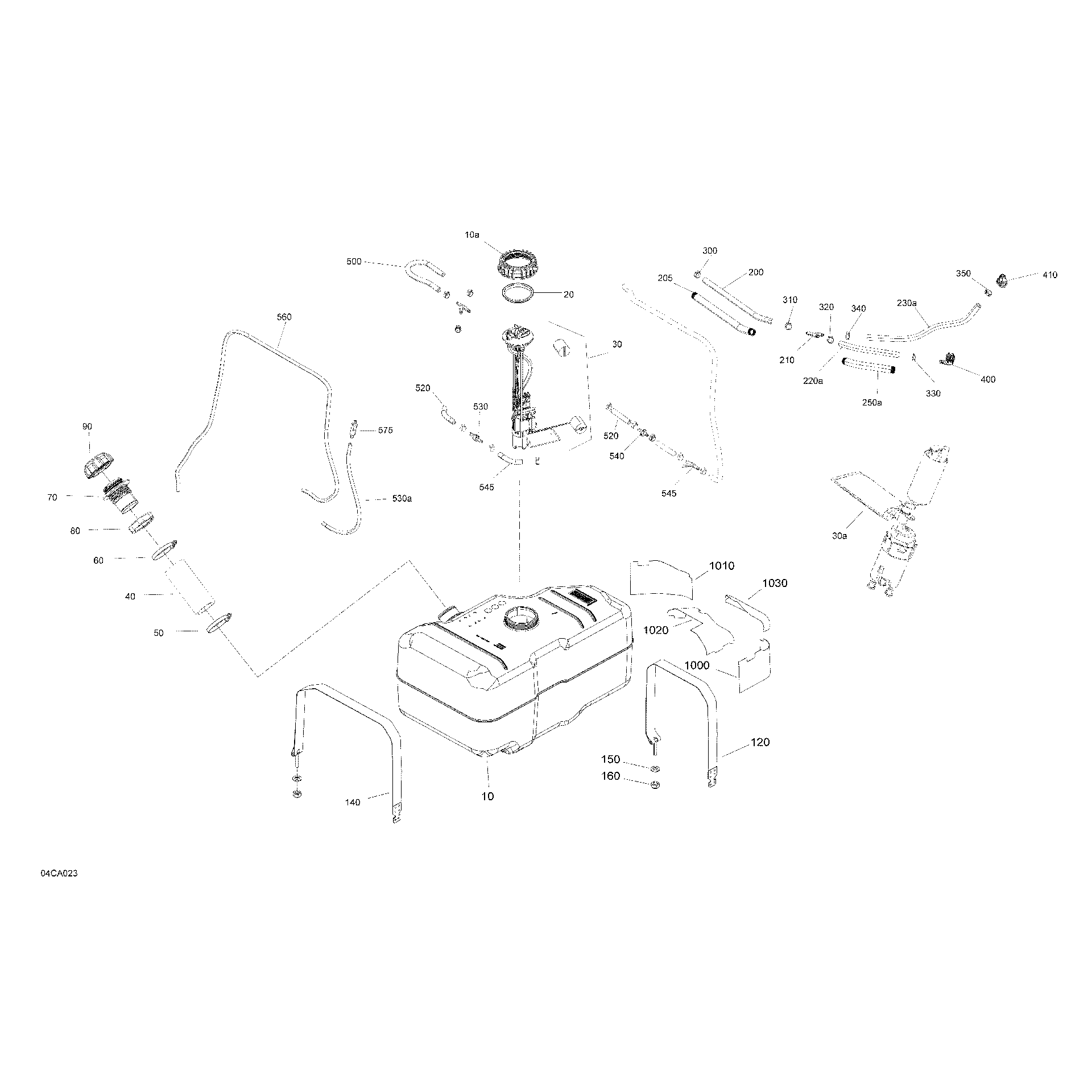An Image of a Genuine Can-Am Parts Schematic Diagram showing the schematic - ENGINE - FUEL - NO EVAP SYSTEM