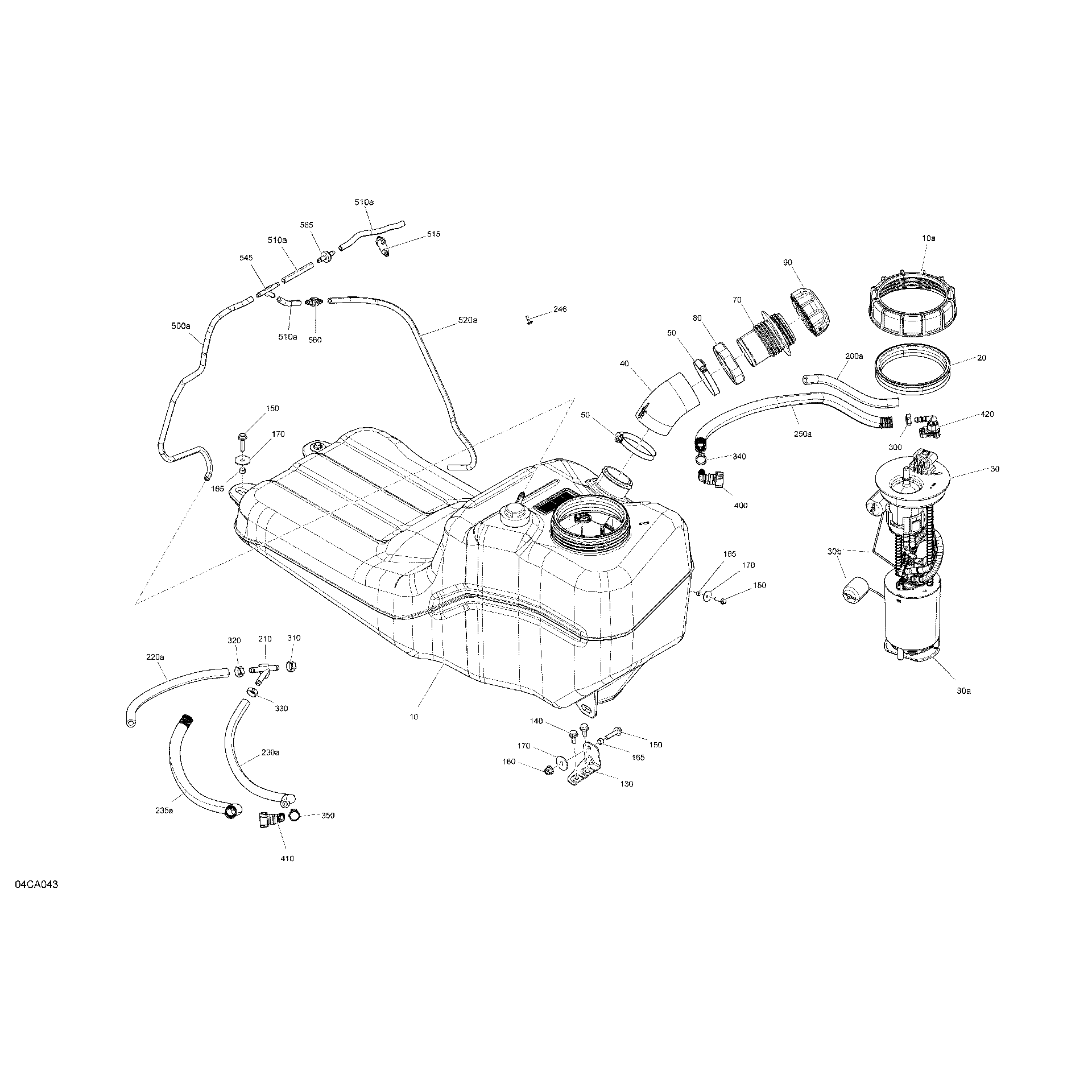 An Image of a Genuine Can-Am Parts Schematic Diagram showing the schematic - ENGINE - FUEL - NO EVAP SYSTEM