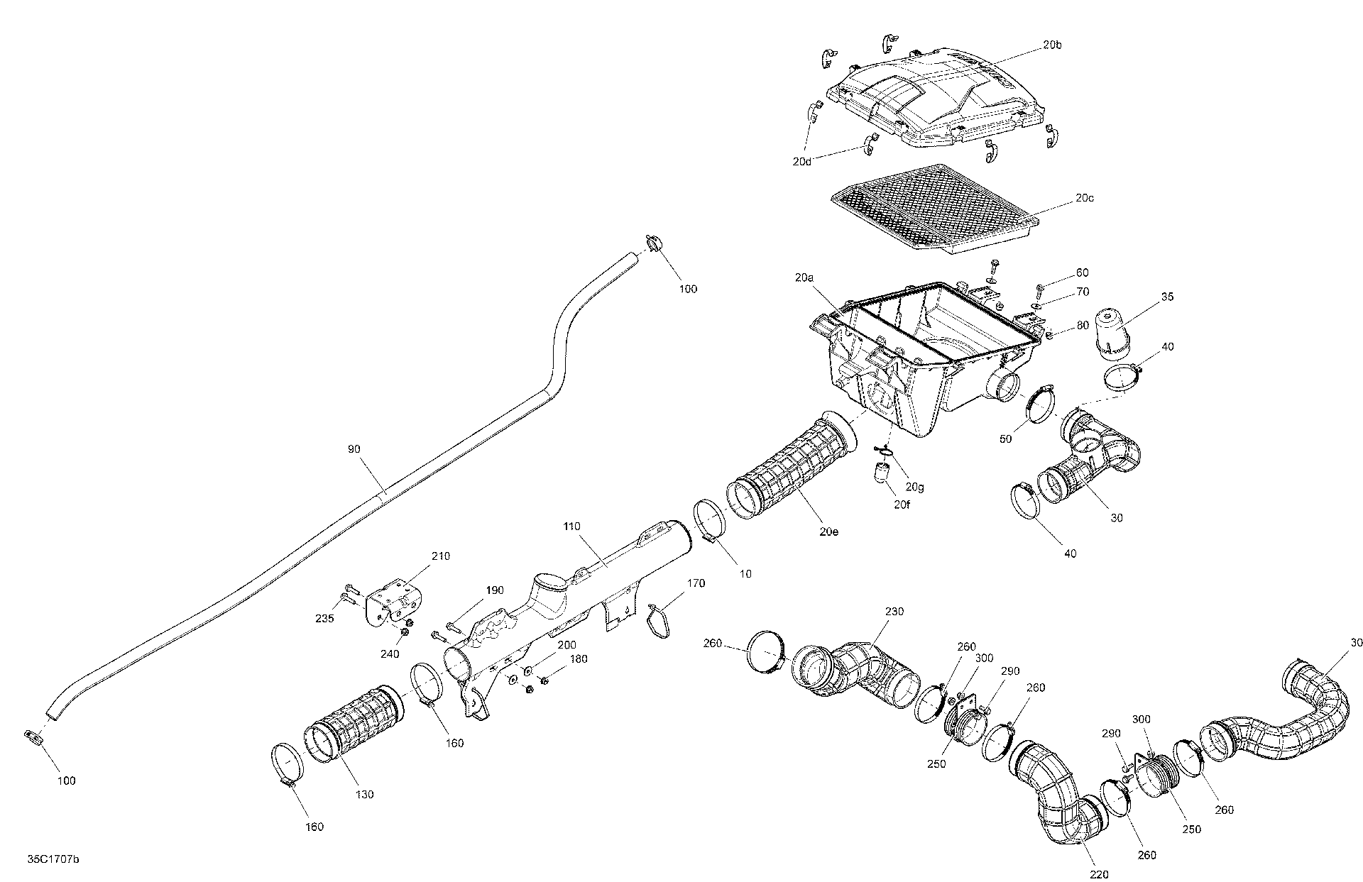 An Image of a Genuine Can-Am Parts Schematic Diagram showing the schematic - AIR INTAKE - 1000R EFI