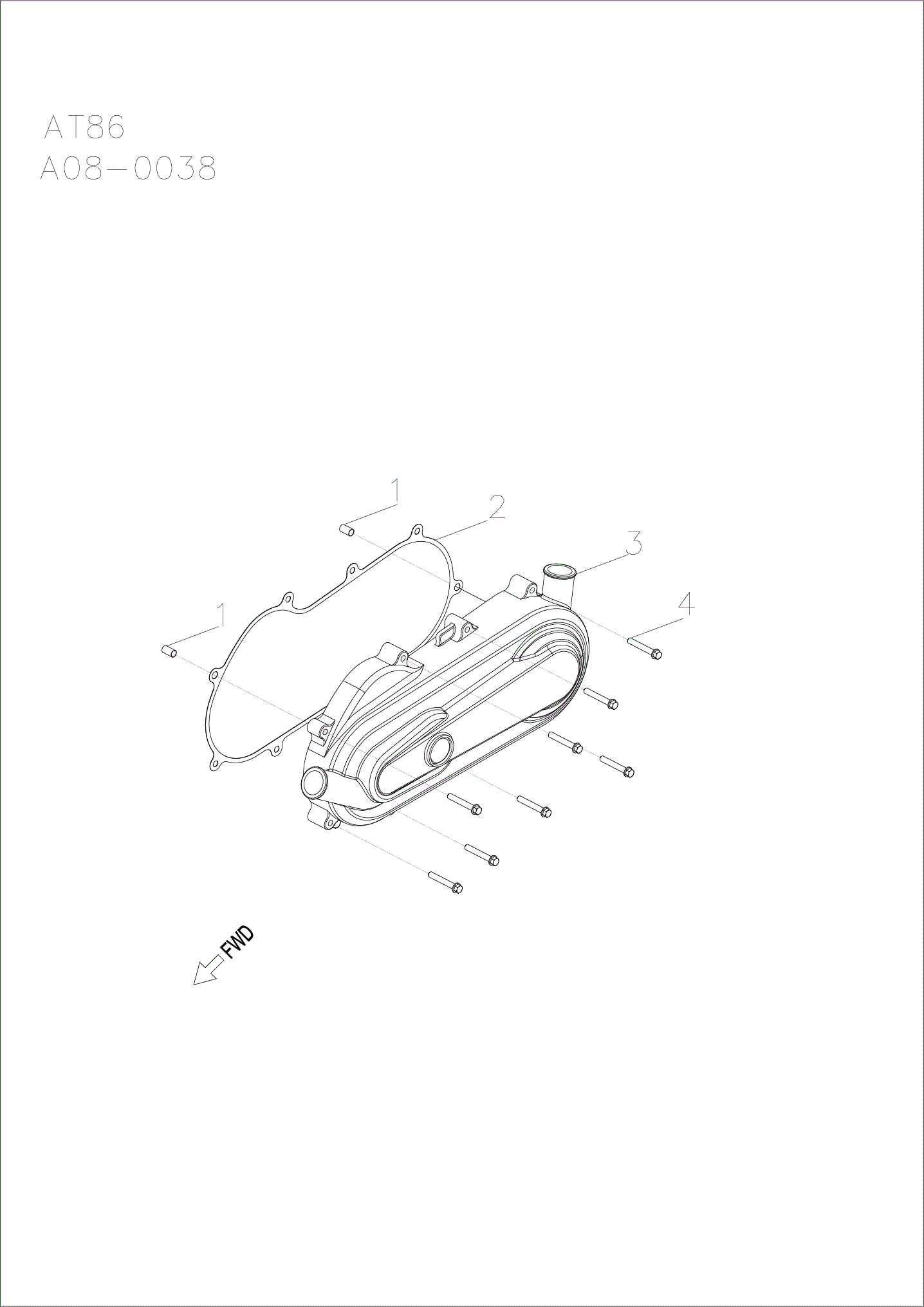 An Image of a Genuine Polaris Parts Schematic Diagram showing the schematic - ENGINE: CLUTCH COVER - 2024 POLARIS SPORTSMAN 110