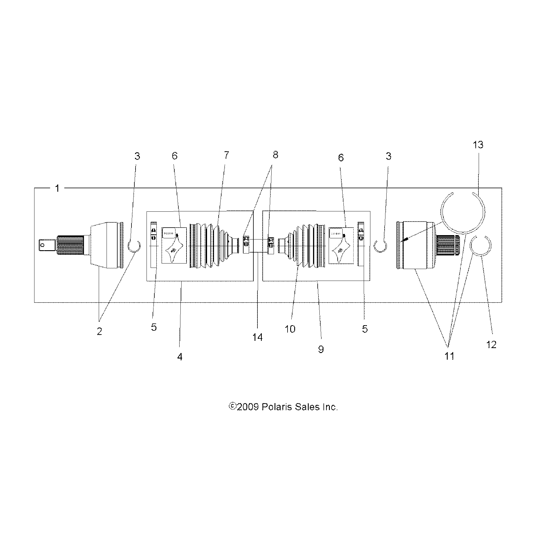 An Image of a Genuine Polaris Parts Schematic Diagram showing the schematic - DRIVE TRAIN: DRIVE SHAFT REAR - 2017 POLARIS SPORTSMAN 1000 HIGH LIFTER