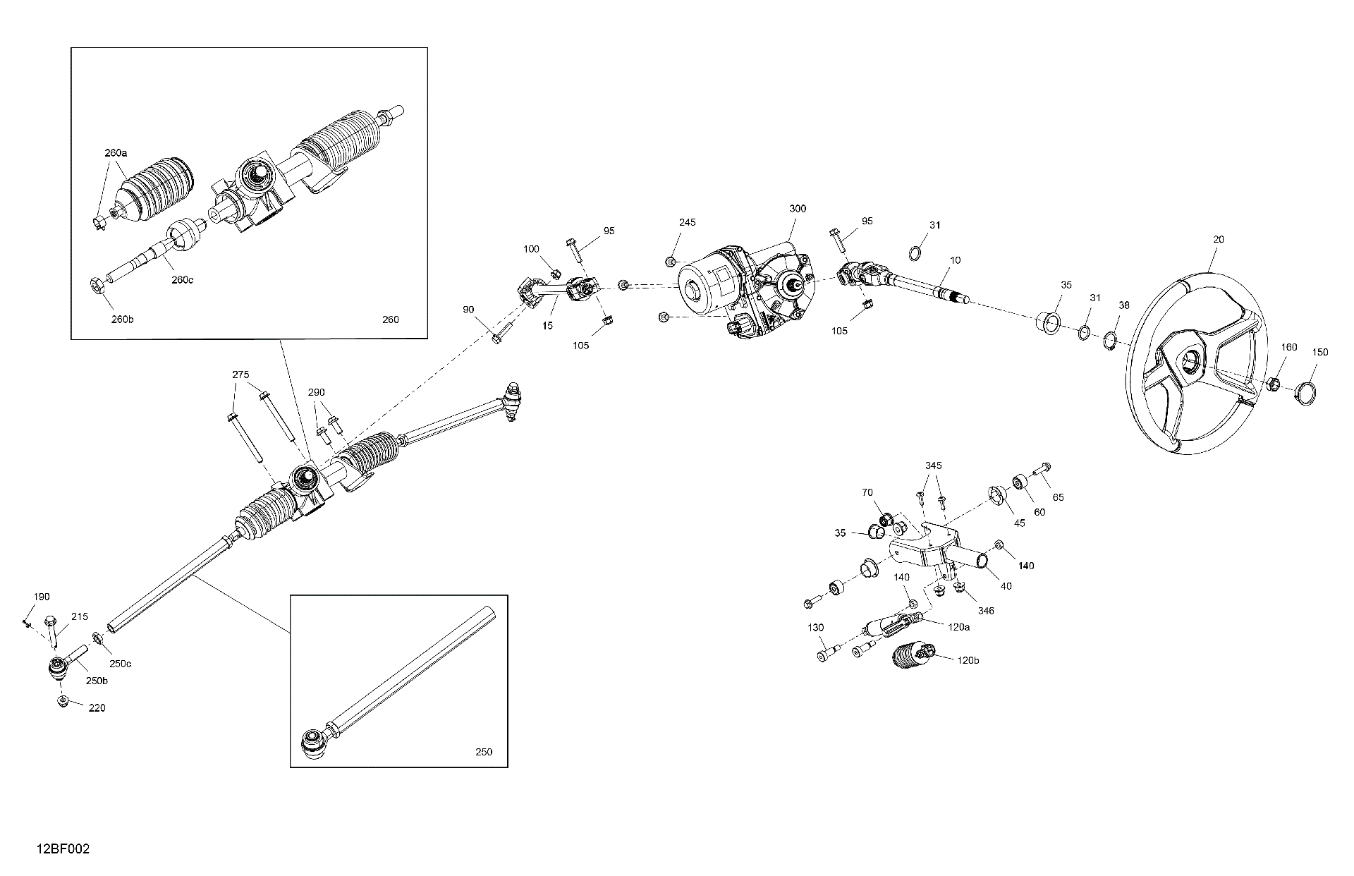 An Image of a Genuine Can-Am Parts Schematic Diagram showing the schematic - MECHANIC - STEERING