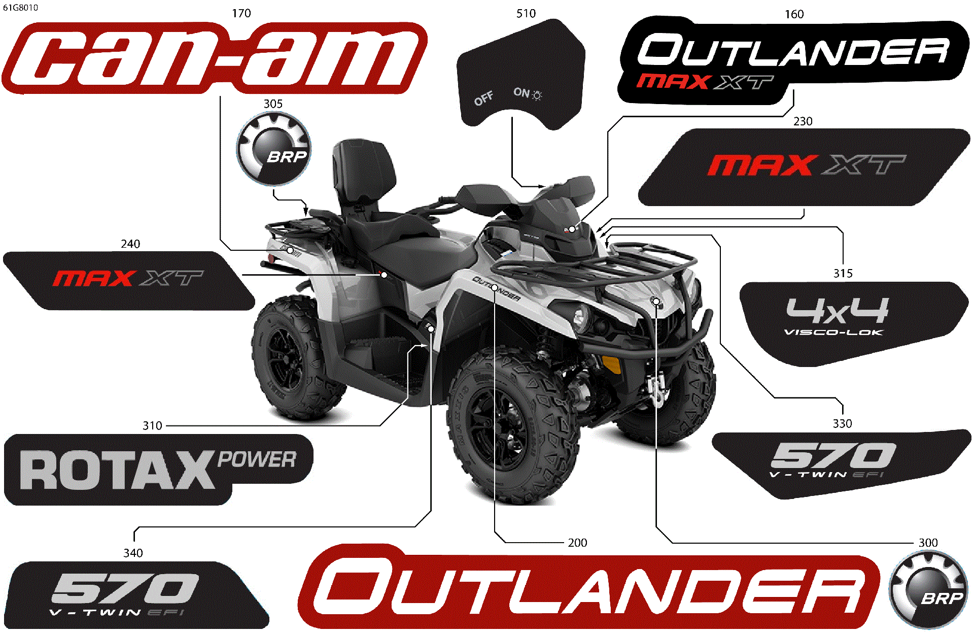 An Image of a Genuine Can-Am Parts Schematic Diagram showing the schematic - BODY - FEATURE DECALS