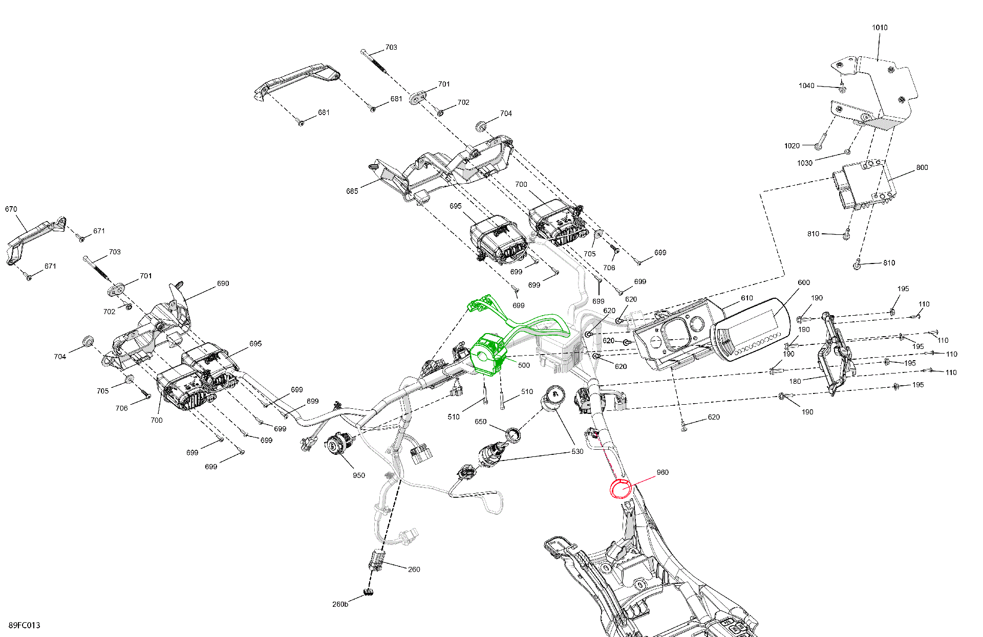 An Image of a Genuine Can-Am Parts Schematic Diagram showing the schematic - ELECTRIC - FRONT SECTION