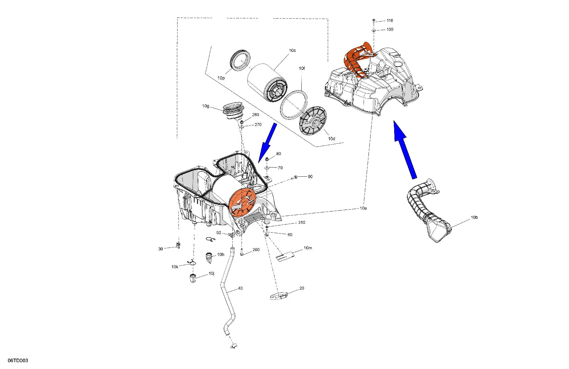 An Image of a Genuine Can-Am Parts Schematic Diagram showing the schematic - ENGINE - AIR INTAKE