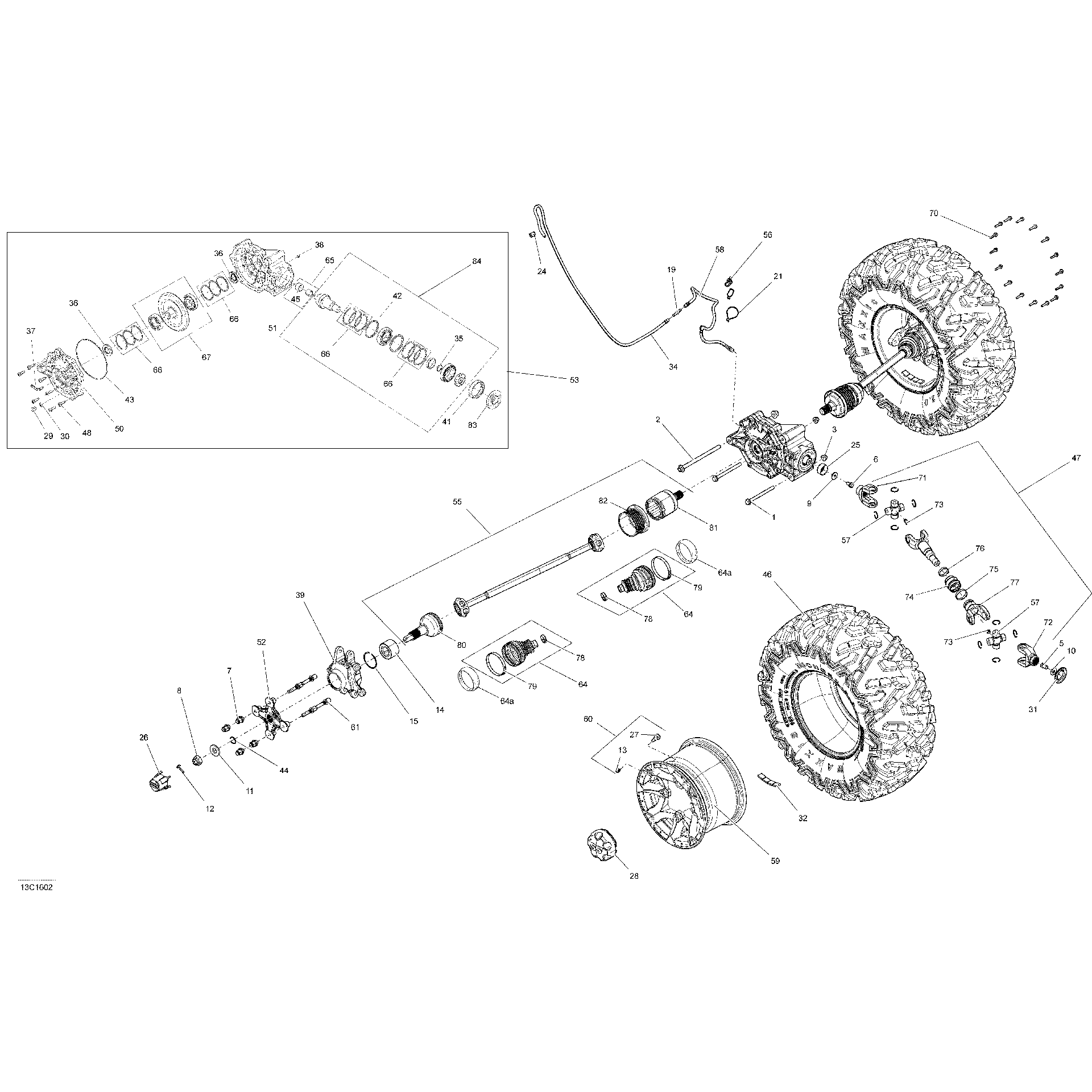 An Image of a Genuine Can-Am Parts Schematic Diagram showing the schematic - REAR DRIVE SYSTEM