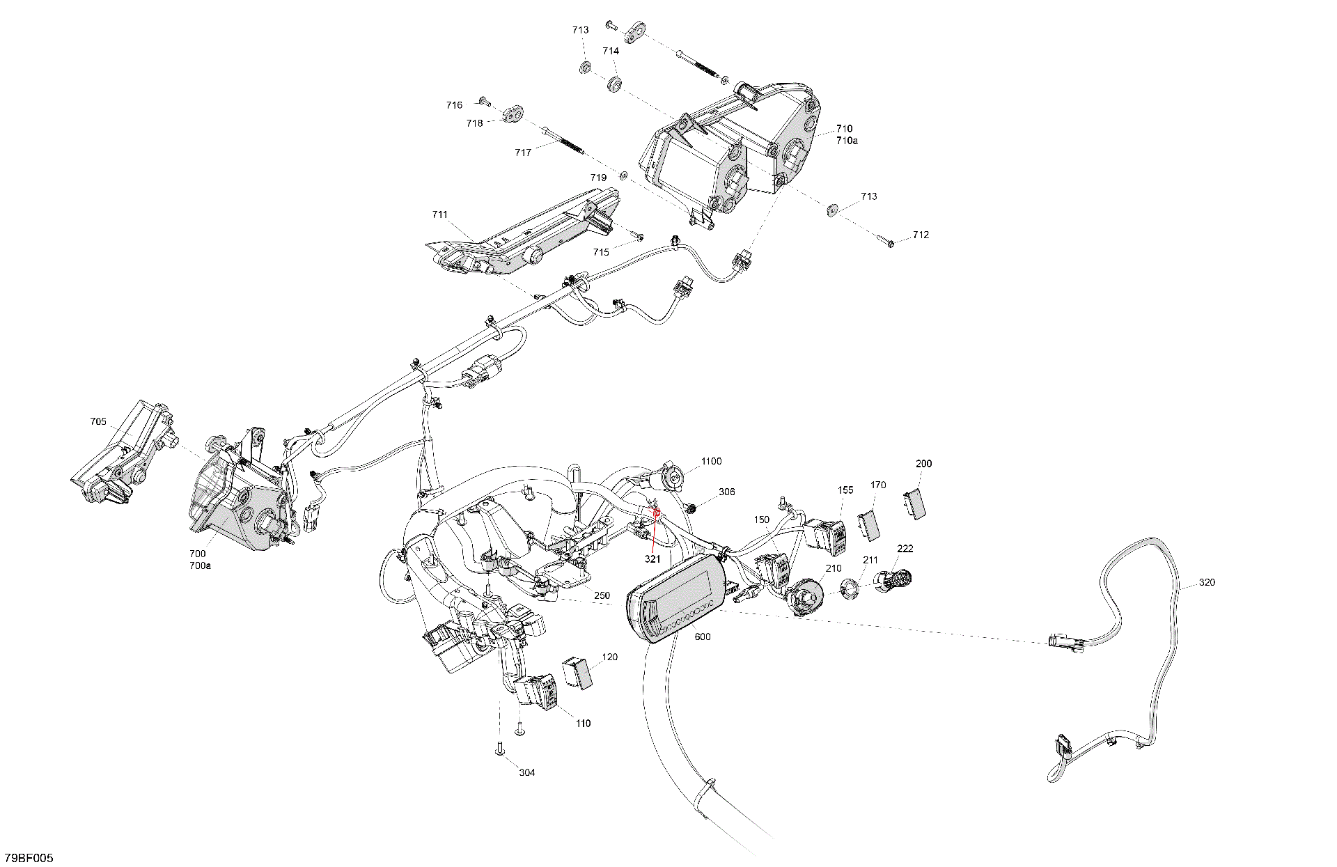 An Image of a Genuine Can-Am Parts Schematic Diagram showing the schematic - ELECTRIC - FRONT SECTION