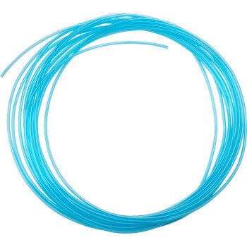 Coiled bright blue polyurethane fuel line tubing, 5/16 inch diameter, 25 feet long.