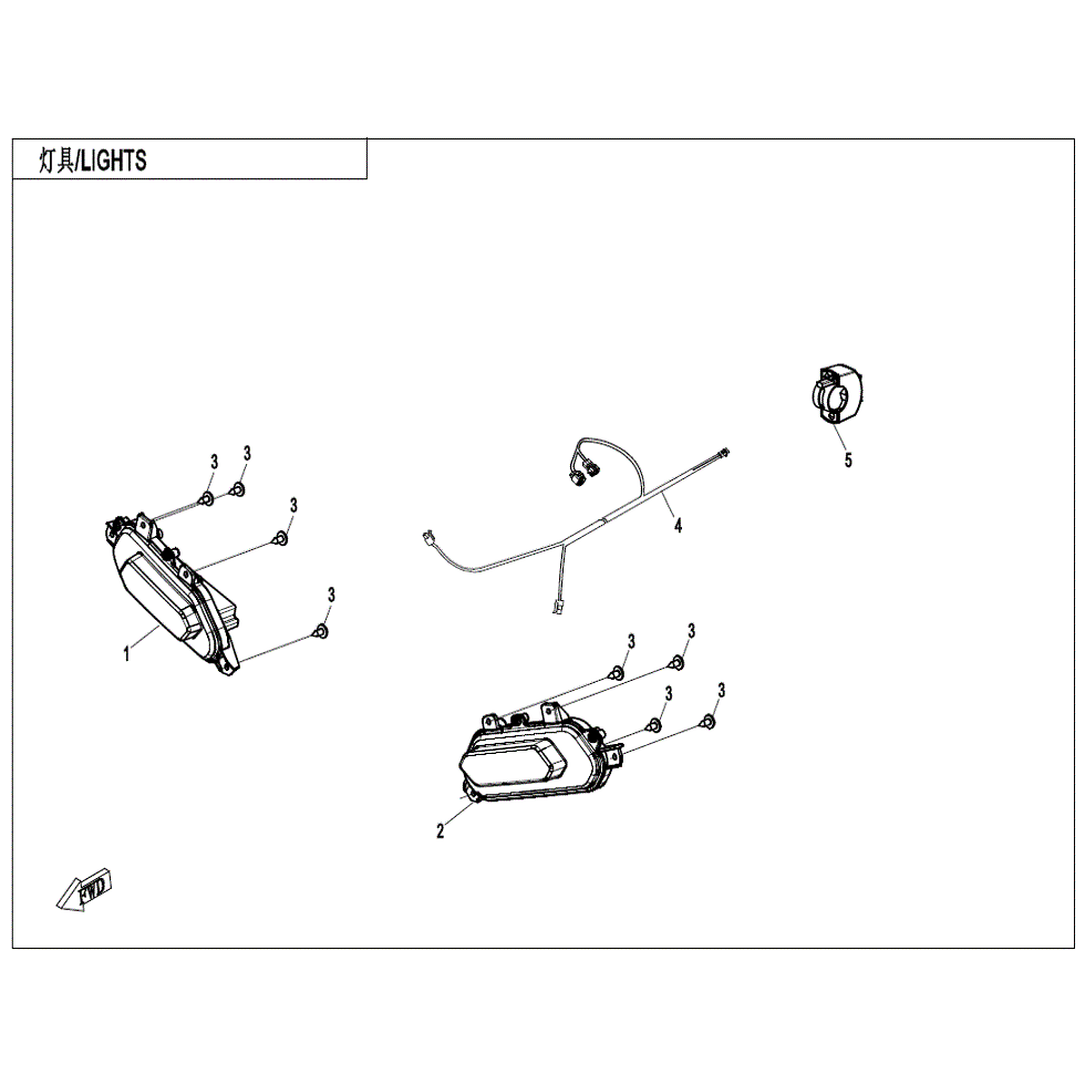An Image of a genuine CFMOTO Parts Schematic Diagram showing the group - SPOTLIGHT (OVERLAND) - 2021 CFMOTO CFORCE 1000 Overland