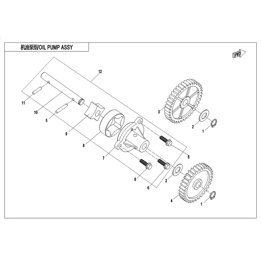 An Image of a Genuine CFMOTO Parts Schematic Diagram showing the schematic - OIL PUMP ASSY. - 2019 CFMOTO UFORCE 1000
