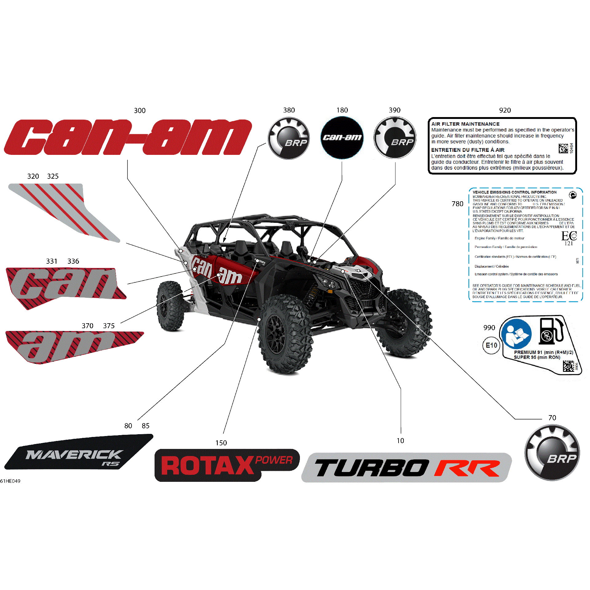 An Image of a Genuine Can-Am Parts Schematic Diagram showing the schematic - BODY - DECALS