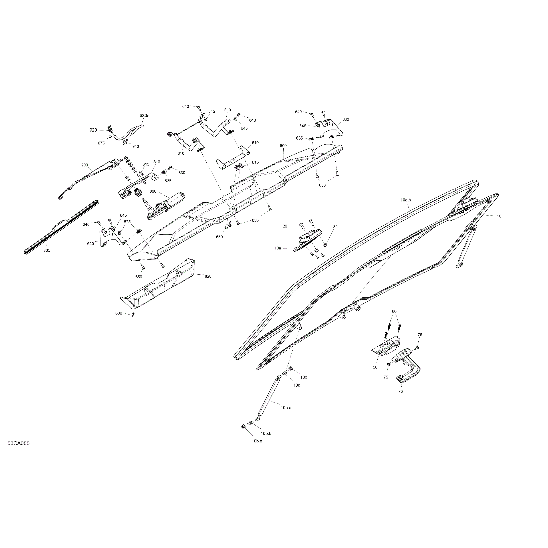 An Image of a Genuine Can-Am Parts Schematic Diagram showing the schematic - BODY - WINDSHIELD