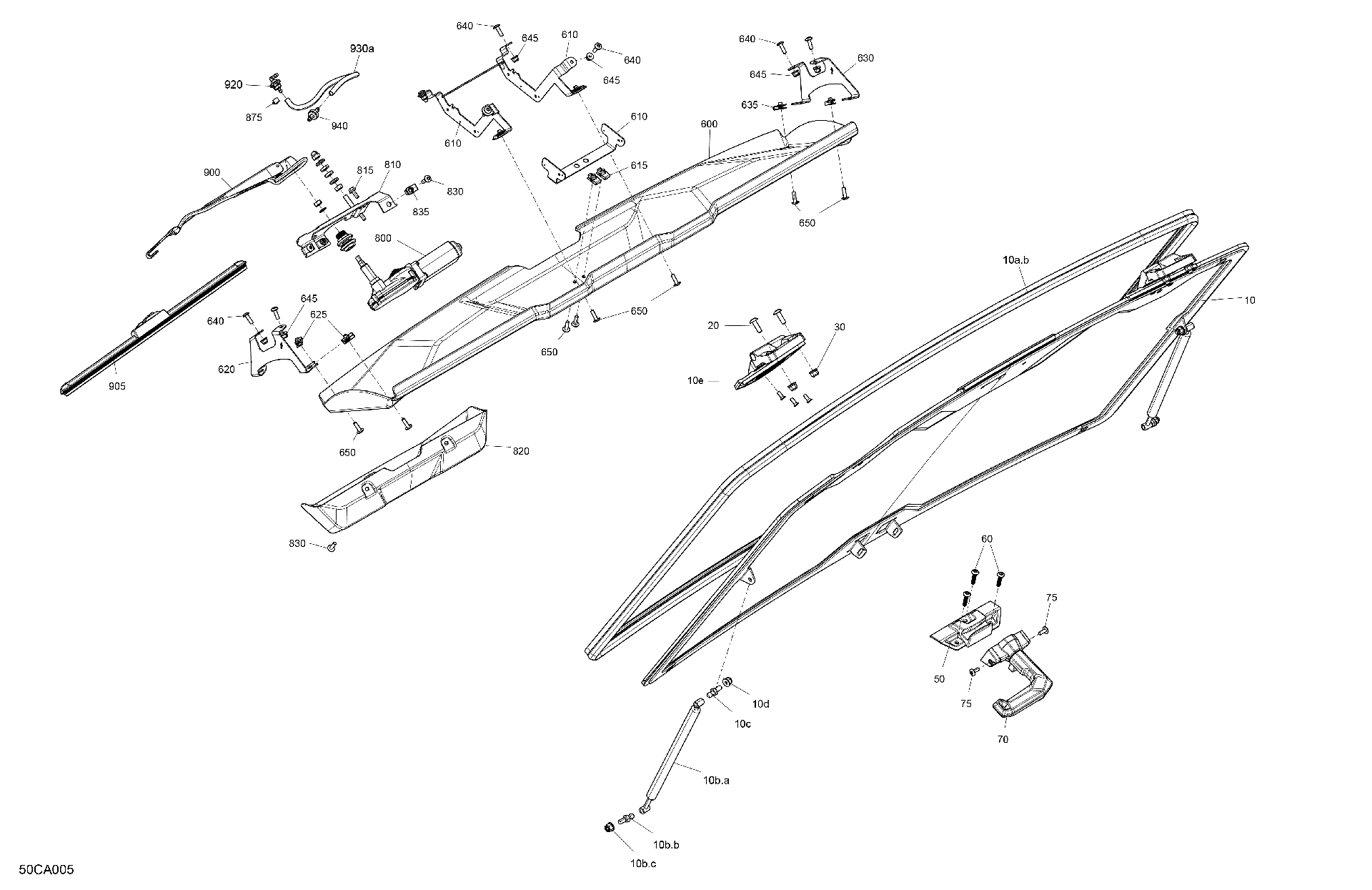 An Image of a Genuine Can-Am Parts Schematic Diagram showing the schematic - BODY - WINDSHIELD