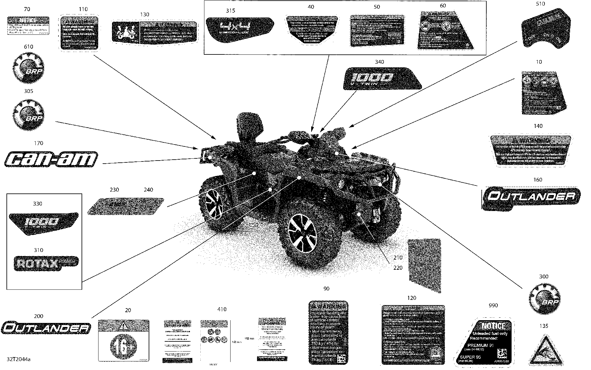 An Image of a Genuine Can-Am Parts Schematic Diagram showing the schematic - DECALS - LTD