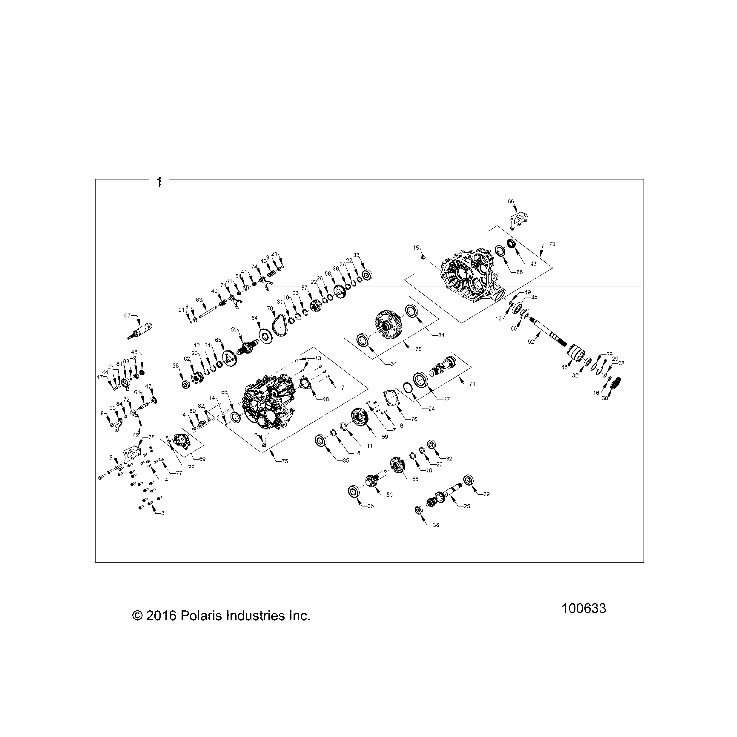 An Image of a Genuine Polaris Parts Schematic Diagram showing the schematic - DRIVE TRAIN: MAIN GEARCASE - 2018 POLARIS ACE 900 EPS XC
