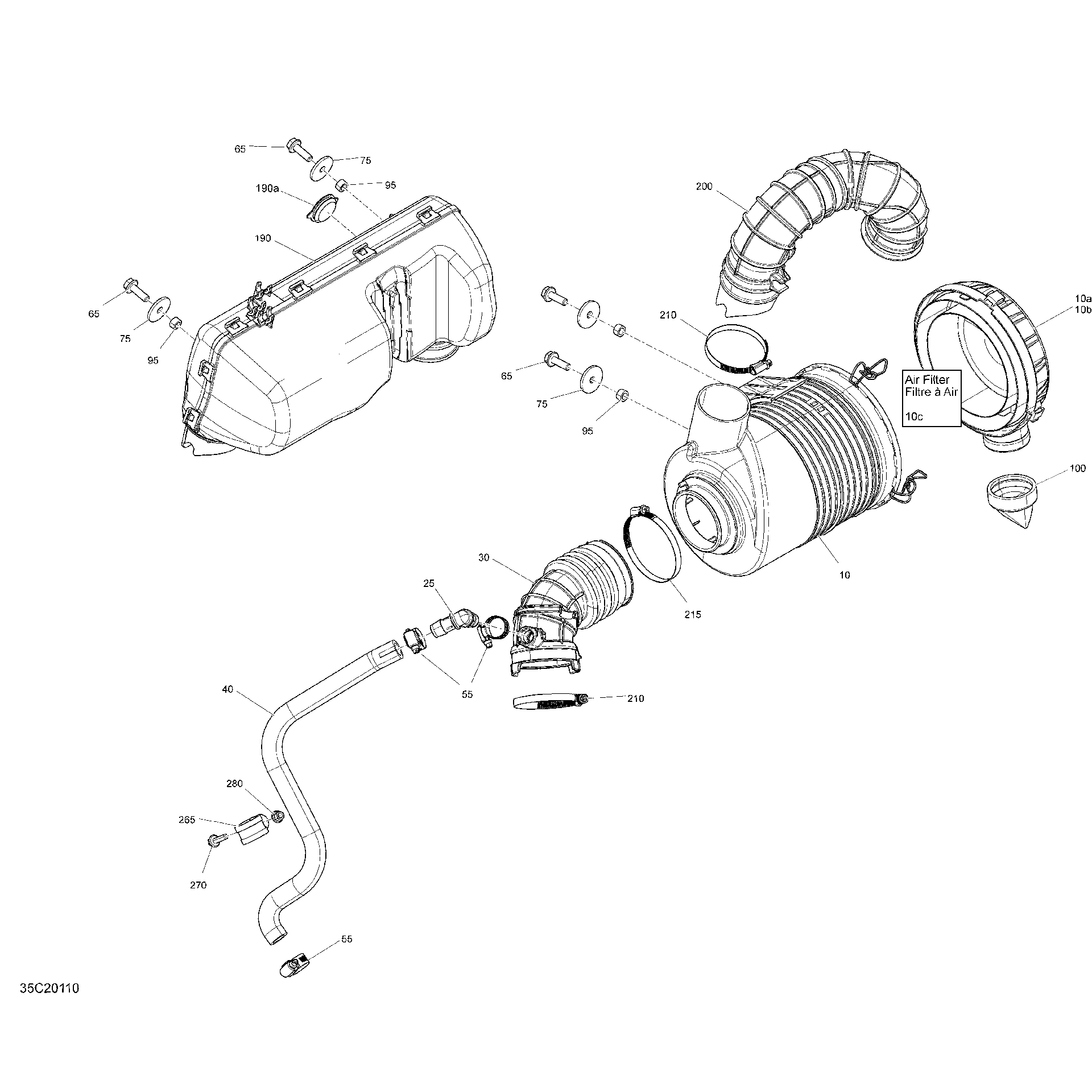 An Image of a Genuine Can-Am Parts Schematic Diagram showing the schematic - ENGINE - AIR INTAKE