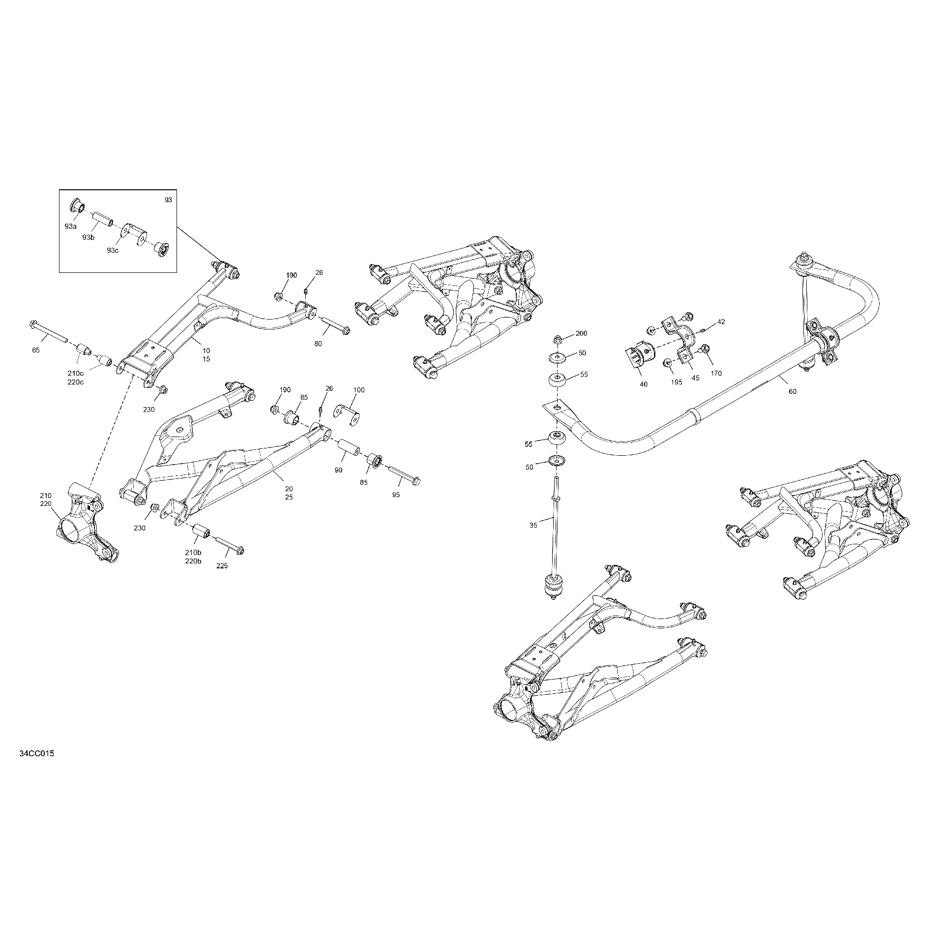 An Image of a Genuine Can-Am Parts Schematic Diagram showing the schematic - SUSPENSION - REAR COMPONENTS