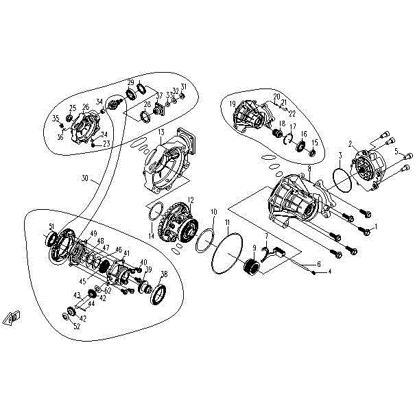 An Image of a genuine CFMOTO Parts Schematic Diagram showing the group - FRONT DIFFERENTIAL - 2015 CFMOTO CFORCE 500 SWB