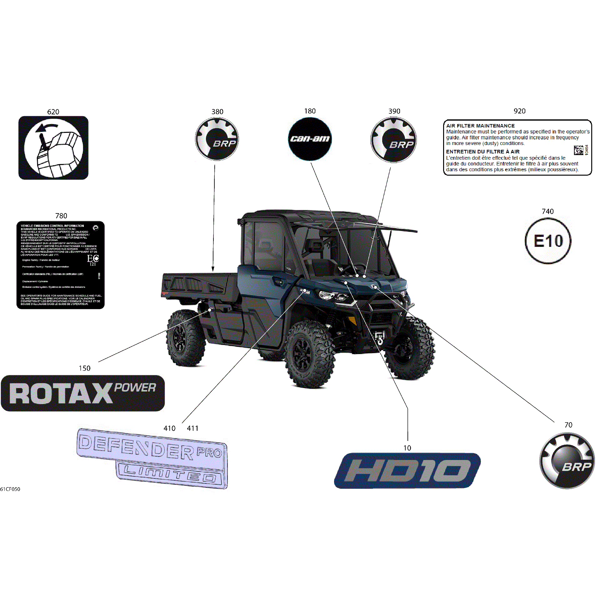 An Image of a Genuine Can-Am Parts Schematic Diagram showing the schematic - BODY - DECALS
