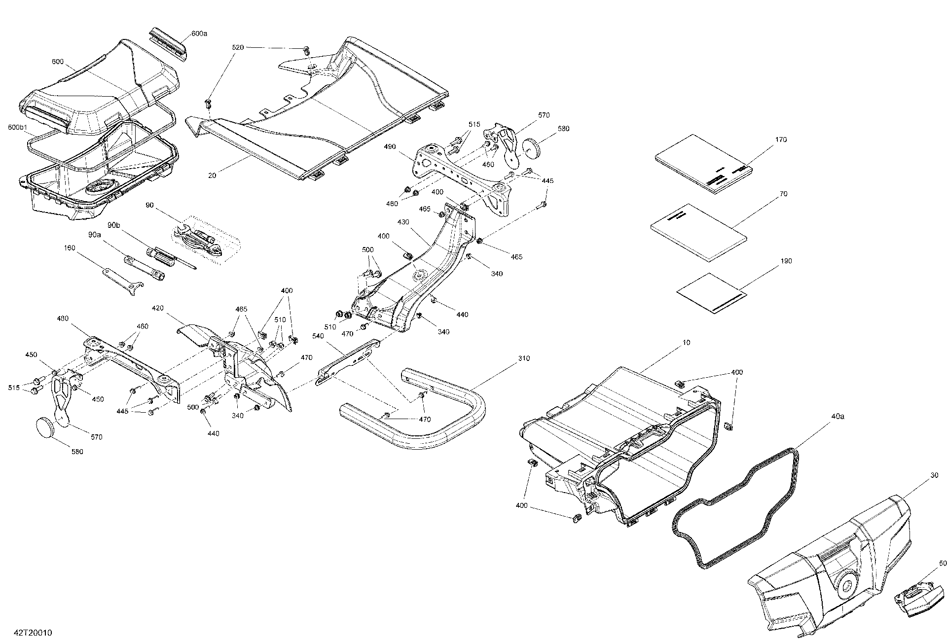 An Image of a Genuine Can-Am Parts Schematic Diagram showing the schematic - FRONT STORAGE COMPARTMENT