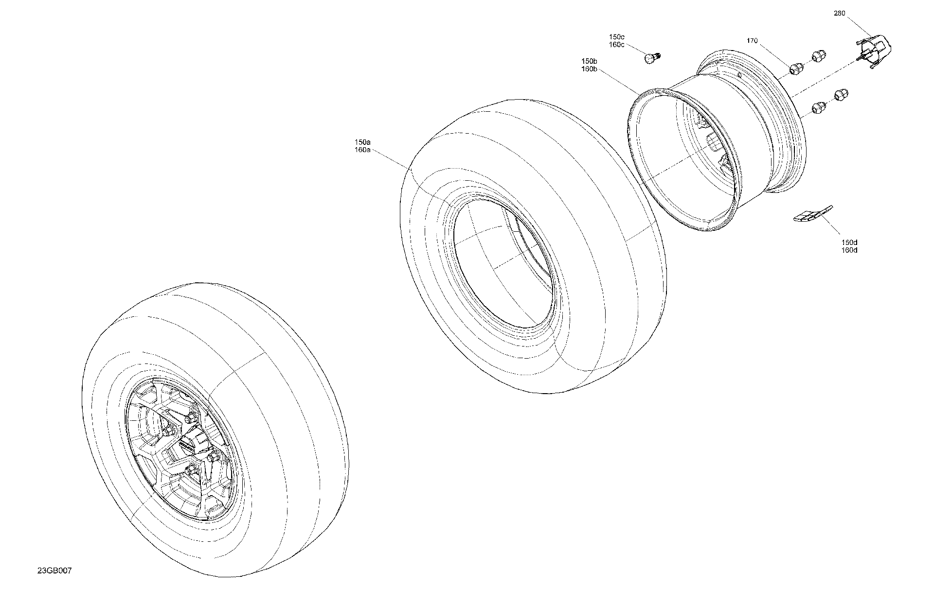 An Image of a Genuine Can-Am Parts Schematic Diagram showing the schematic - DRIVE - REAR WHEELS